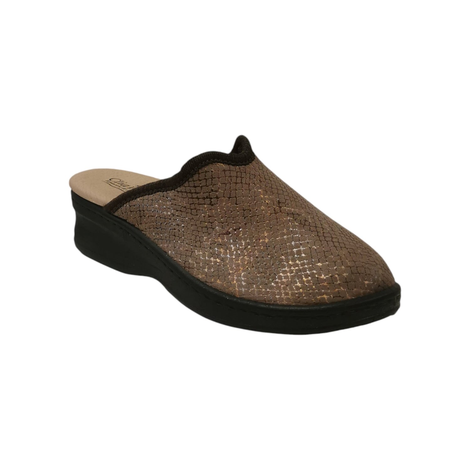 Cliawalk Comfort Pantofola Donna in Tessuto Bronzo con Zeppa