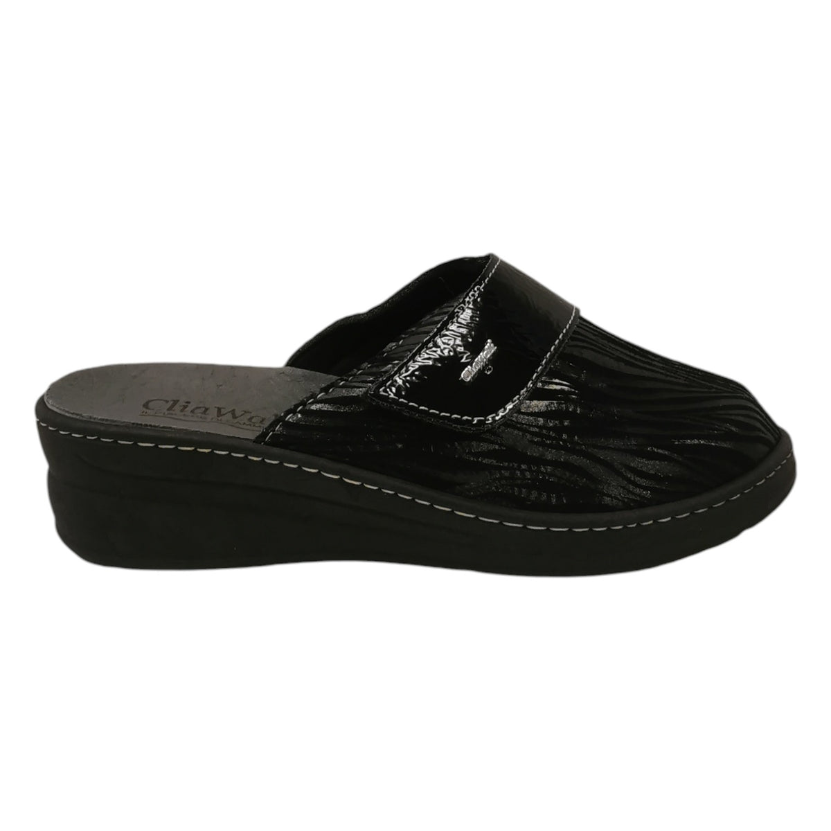 Cliawalk Comfort Pantofola Donna in Tessuto Nero con Strappo