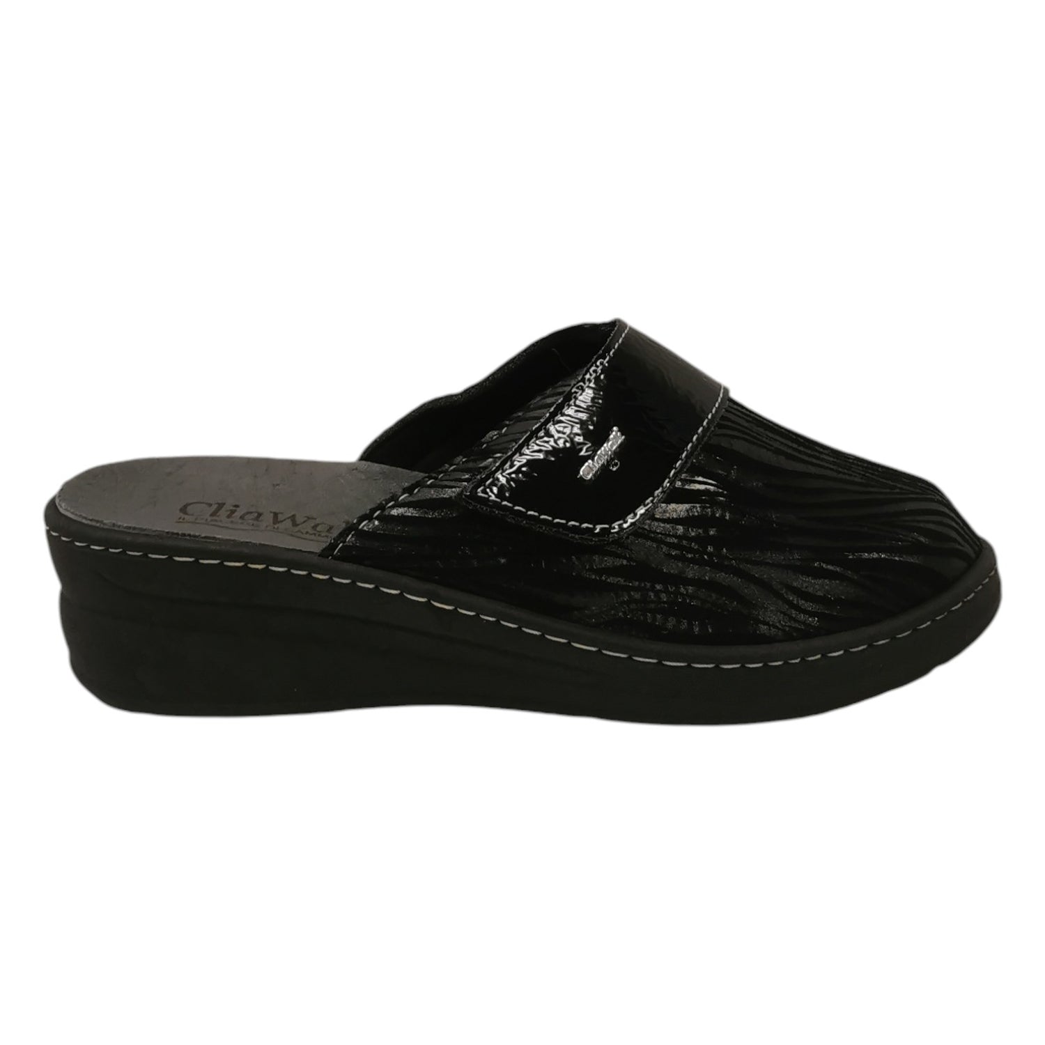 Cliawalk Comfort Pantofola Donna in Tessuto Nero con Strappo