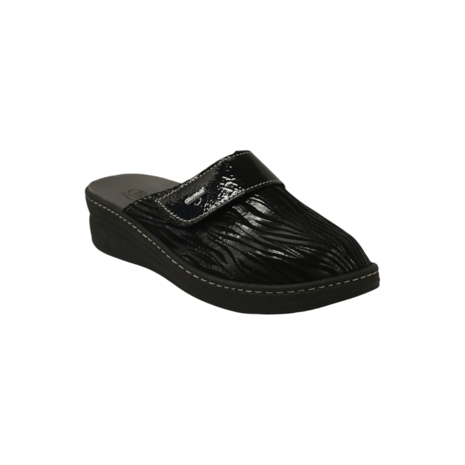 Cliawalk Comfort Pantofola Donna in Tessuto Nero con Strappo