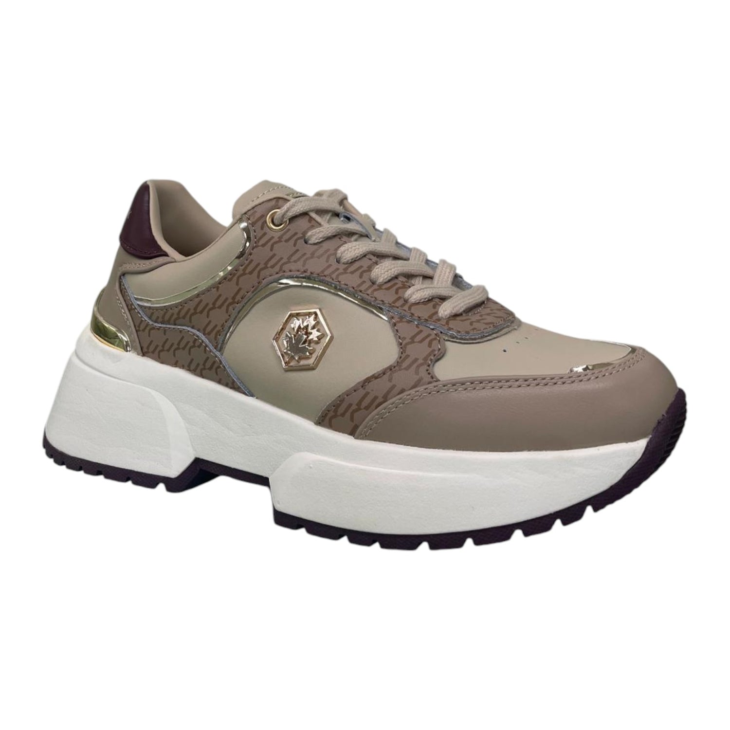 Lumberjack Sneakers Donna Nudo Marrone con Inserto Dorato