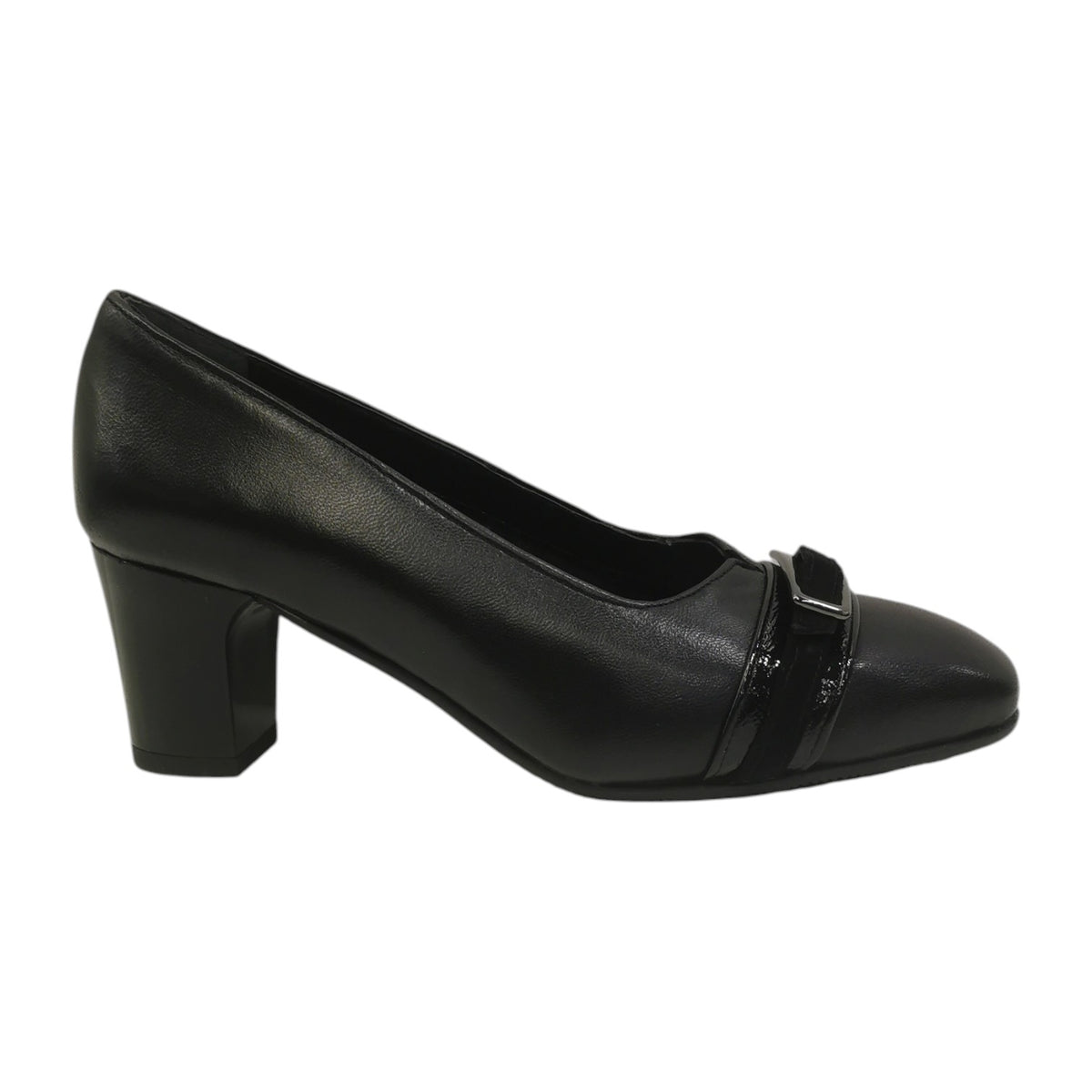 Susimoda Dècollettè Donna in Pelle Nera con Cinturino e Tacco Largo Alto 60mm
