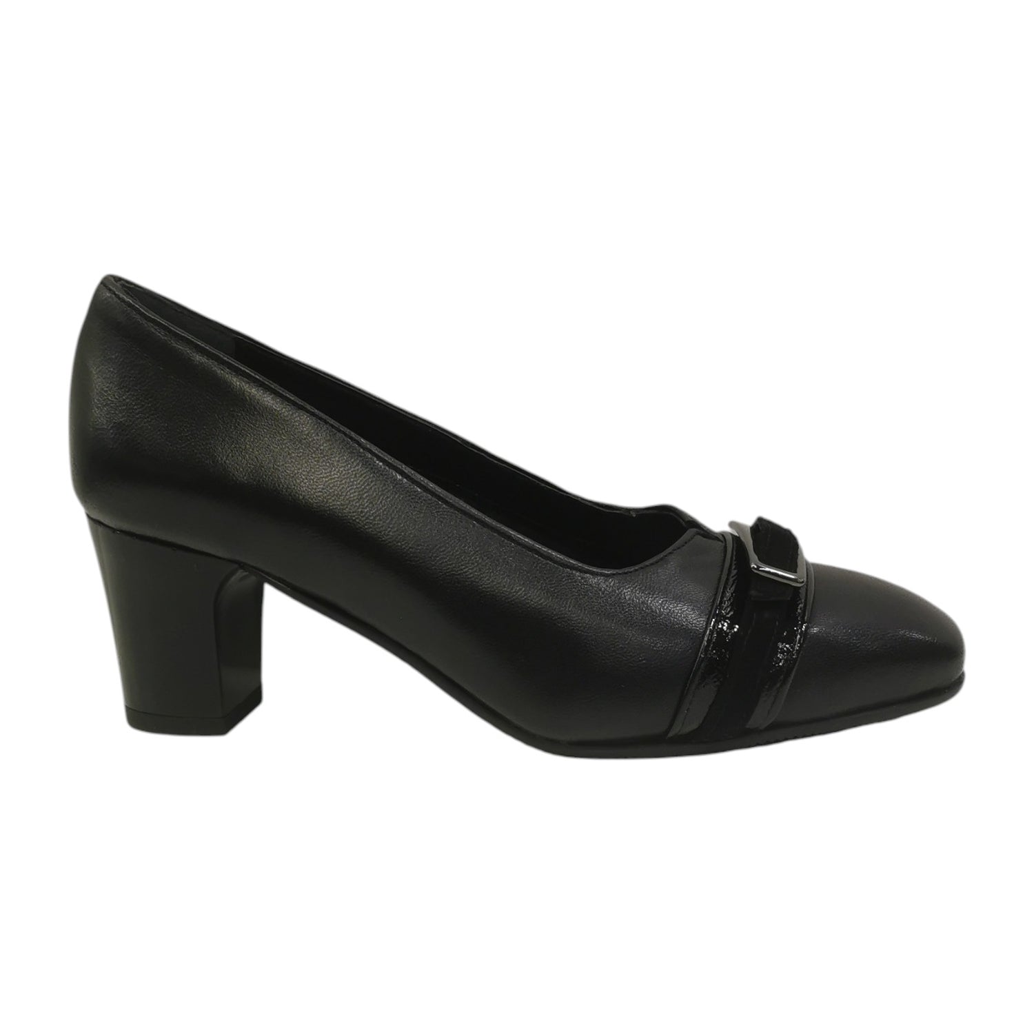 Susimoda Dècollettè Donna in Pelle Nera con Cinturino e Tacco Largo Alto 60mm