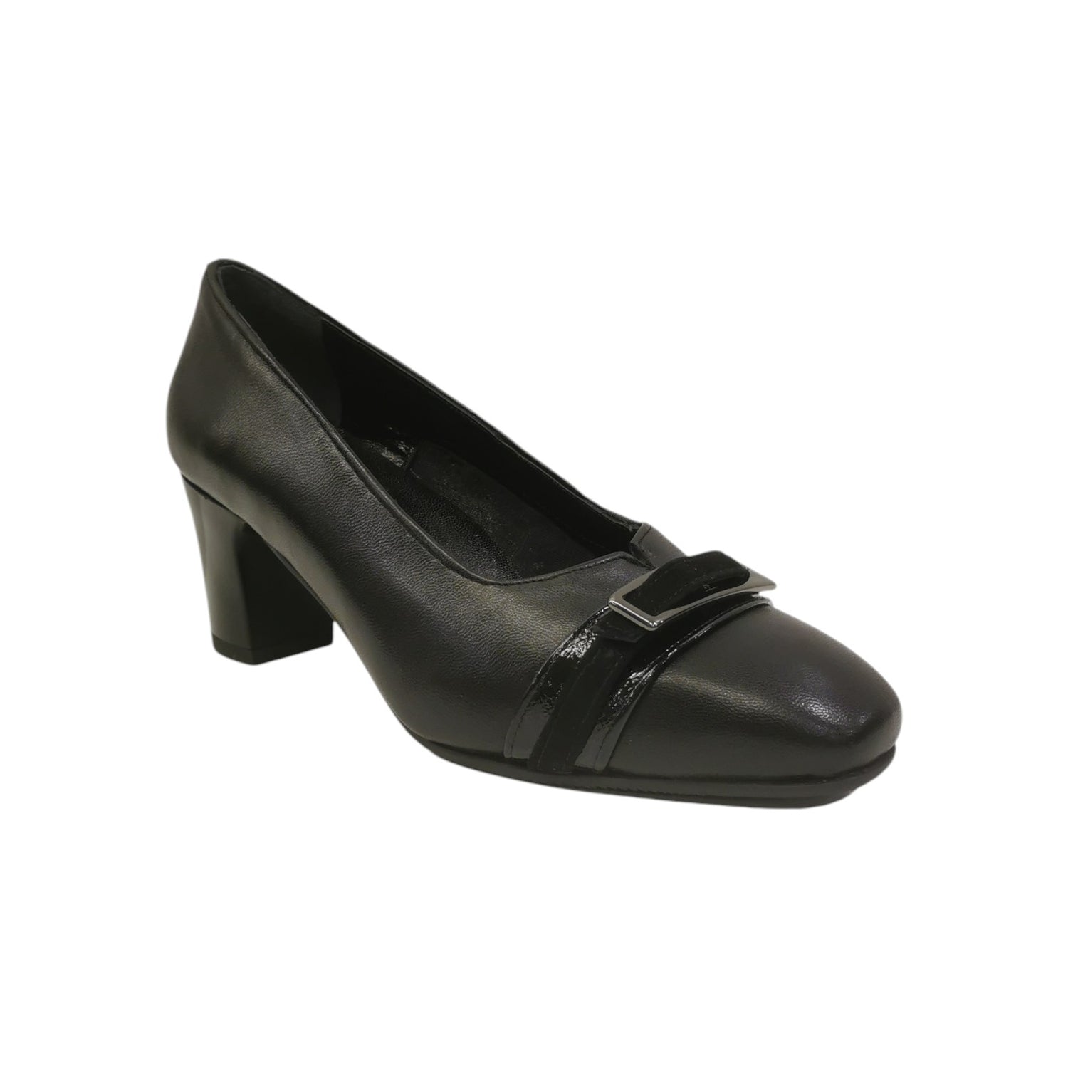 Susimoda Dècollettè Donna in Pelle Nera con Cinturino e Tacco Largo Alto 60mm