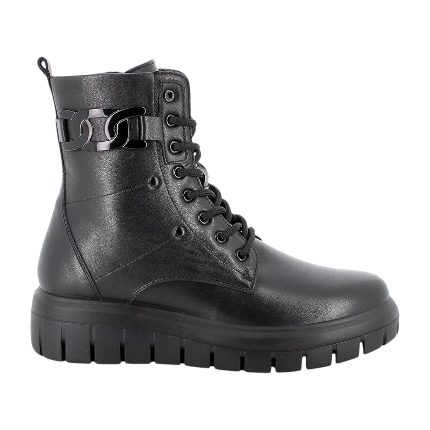 Igi&Co Anfibio Platform Donna in Pelle Nera con Accessorio