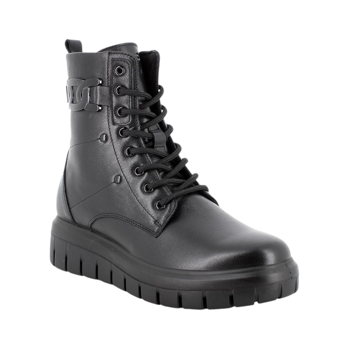 Igi&Co Anfibio Platform Donna in Pelle Nera con Accessorio