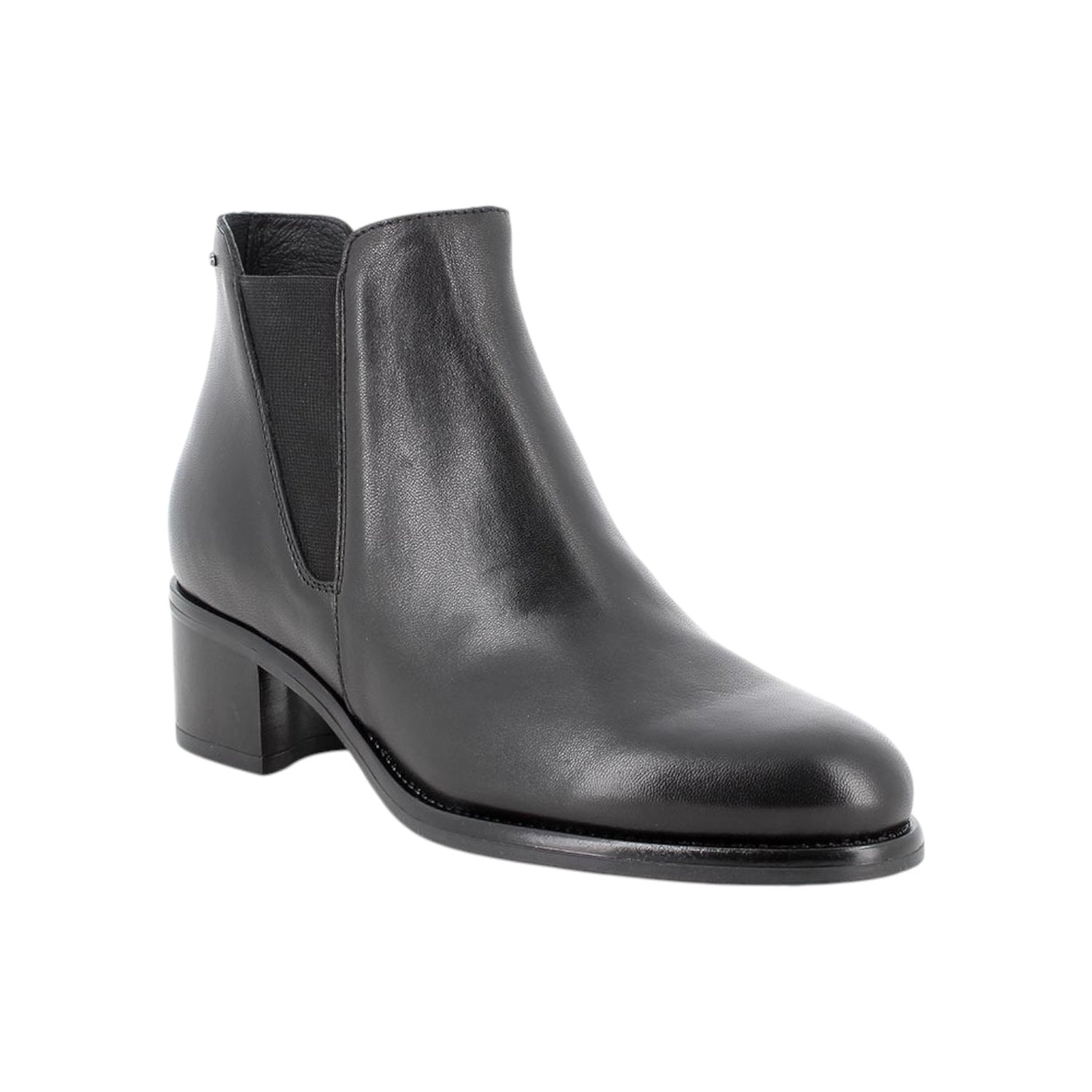 Igi&Co Stivaletto Donna in Pelle Nera con Elastico e Tacco Largo Alto 60mm