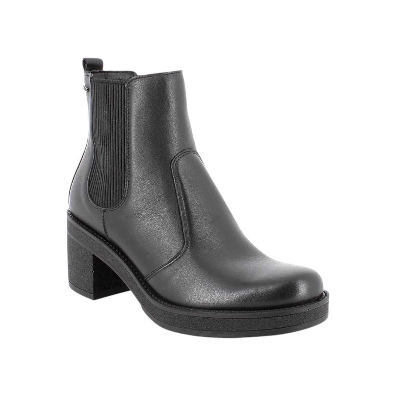 Igi&Co Stivaletto Donna in Pelle Nera con Plateau e Tacco Largo Alto 70mm