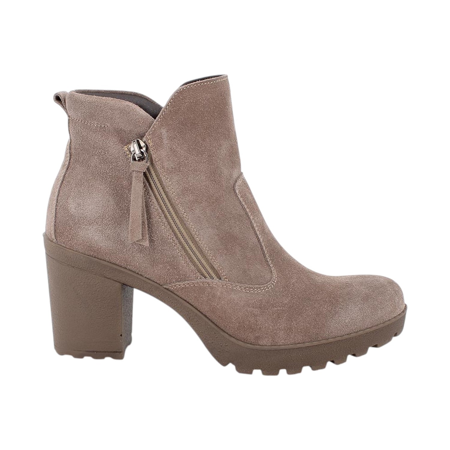Igi&Co Stivaletto Donna in Scamosciato Fango con Zip e Tacco Largo Alto 80mm