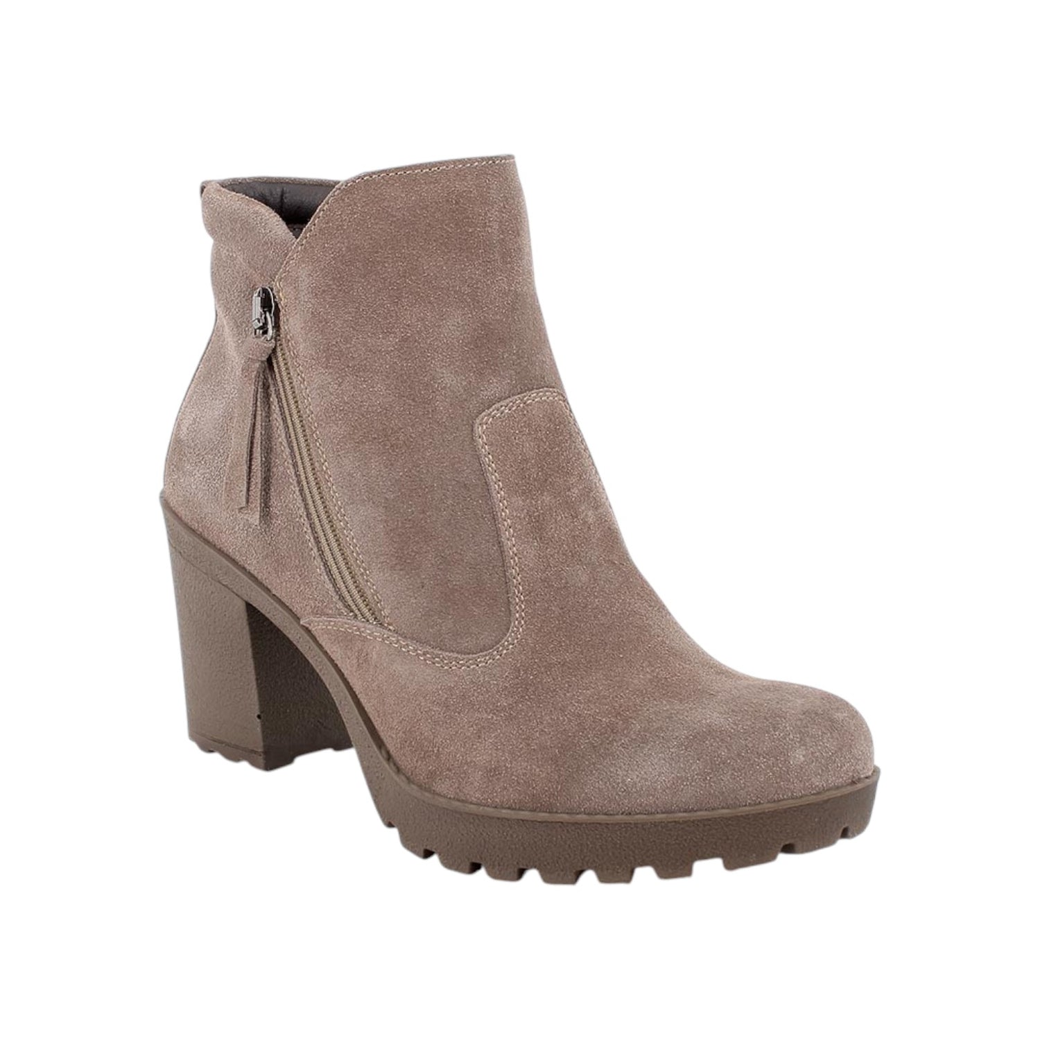 Igi&Co Stivaletto Donna in Scamosciato Fango con Zip e Tacco Largo Alto 80mm