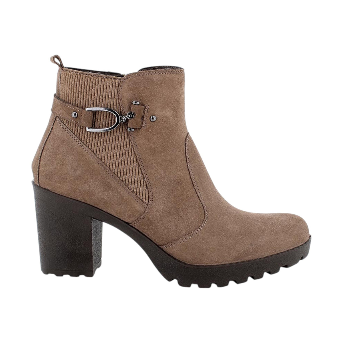 Igi&Co Stivaletto Donna in Camoscio Fango con Accessorio e Tacco Largo Alto 80mm