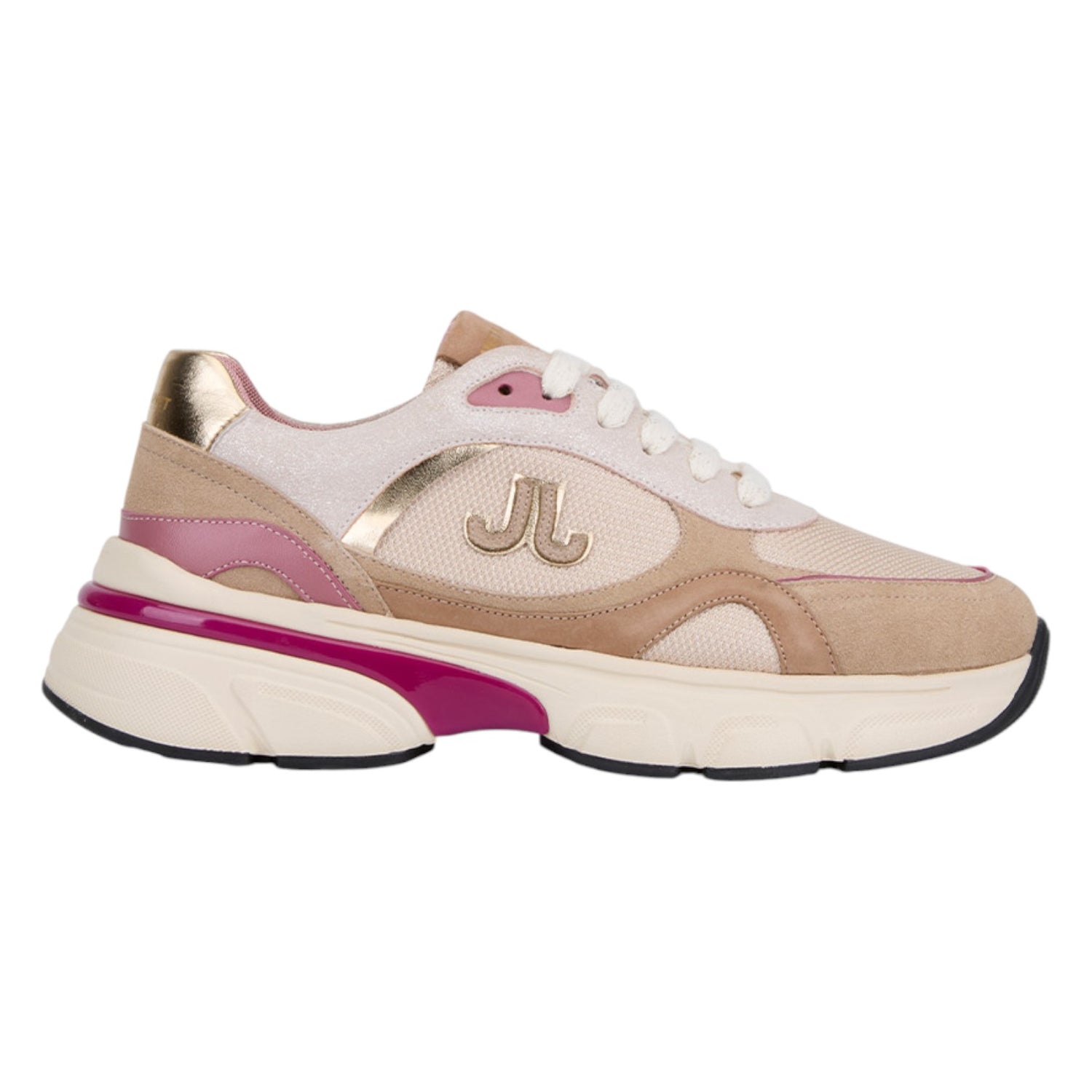 Janet&Janet Sneakers Donna in Tessuto e Camoscio Beige Rosa