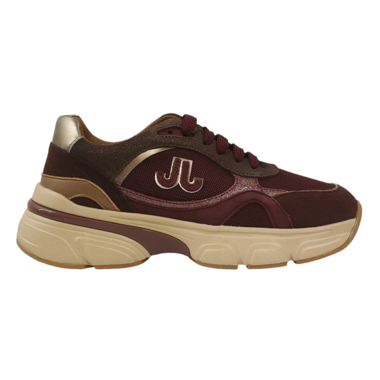 Janet&Janet Sneakers Donna in Tessuto e Camoscio Bordeaux