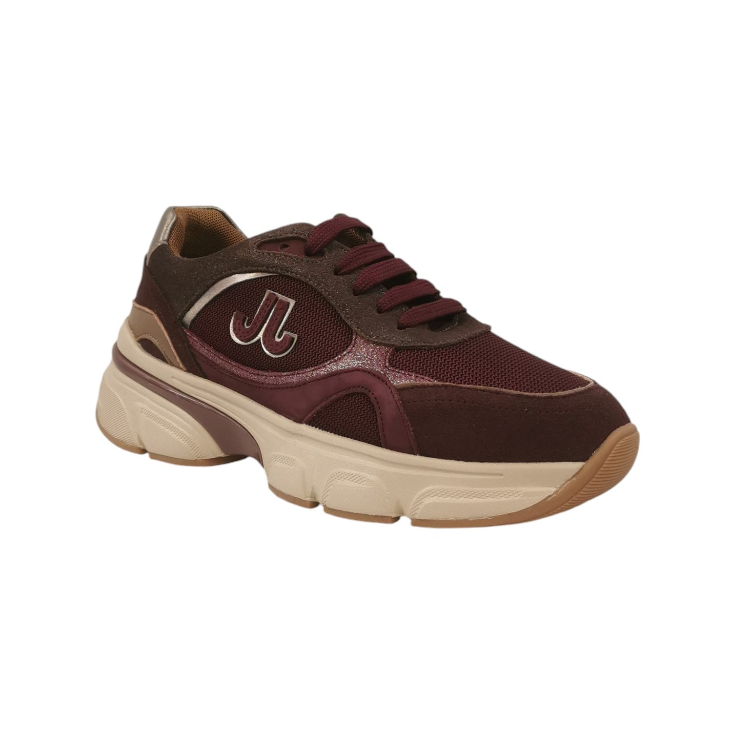 Janet&Janet Sneakers Donna in Tessuto e Camoscio Bordeaux