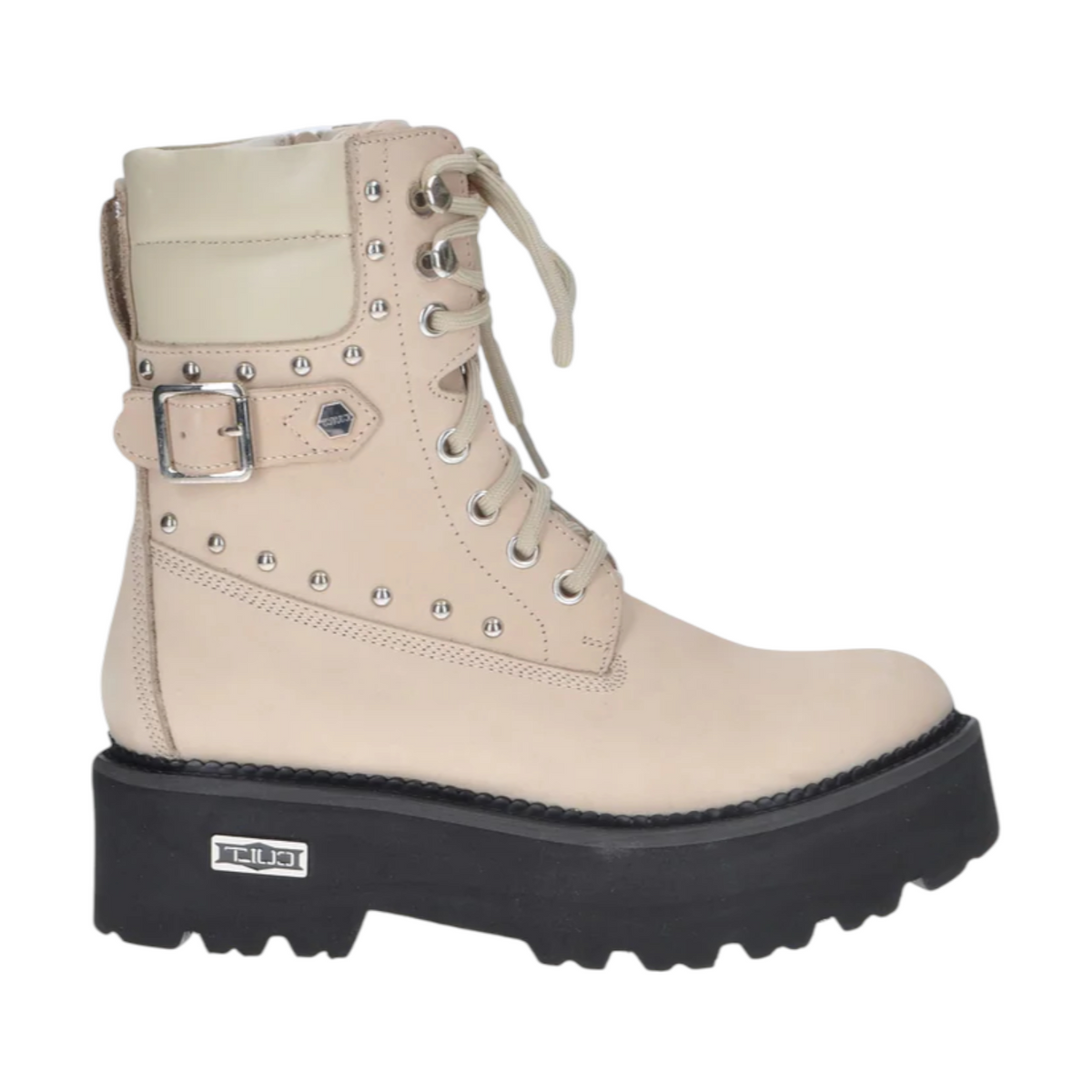 Cult Anfibio Donna in Pelle Offwhite con Borchie Argento