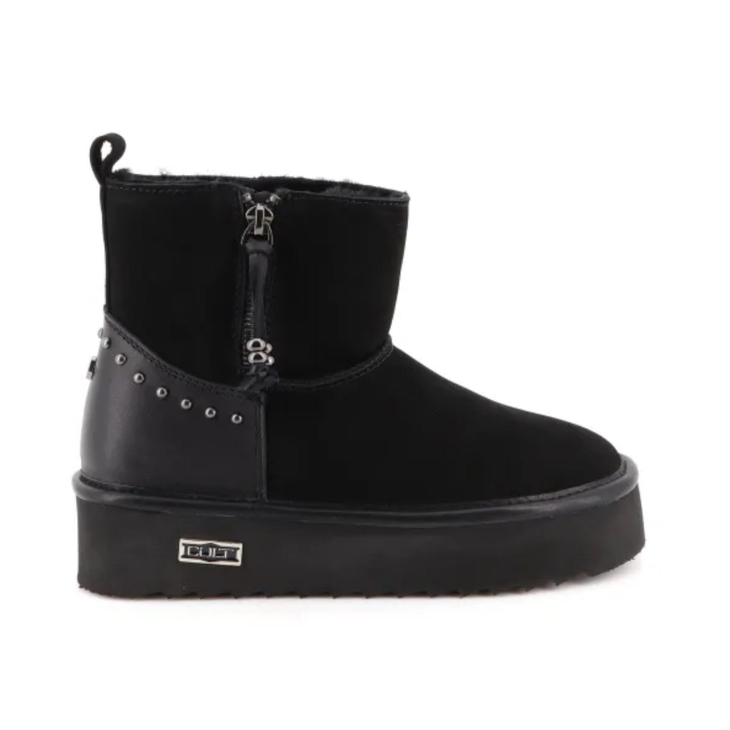 Cult Stivaletto Platform Donna in Nabuck e Pelle Nera