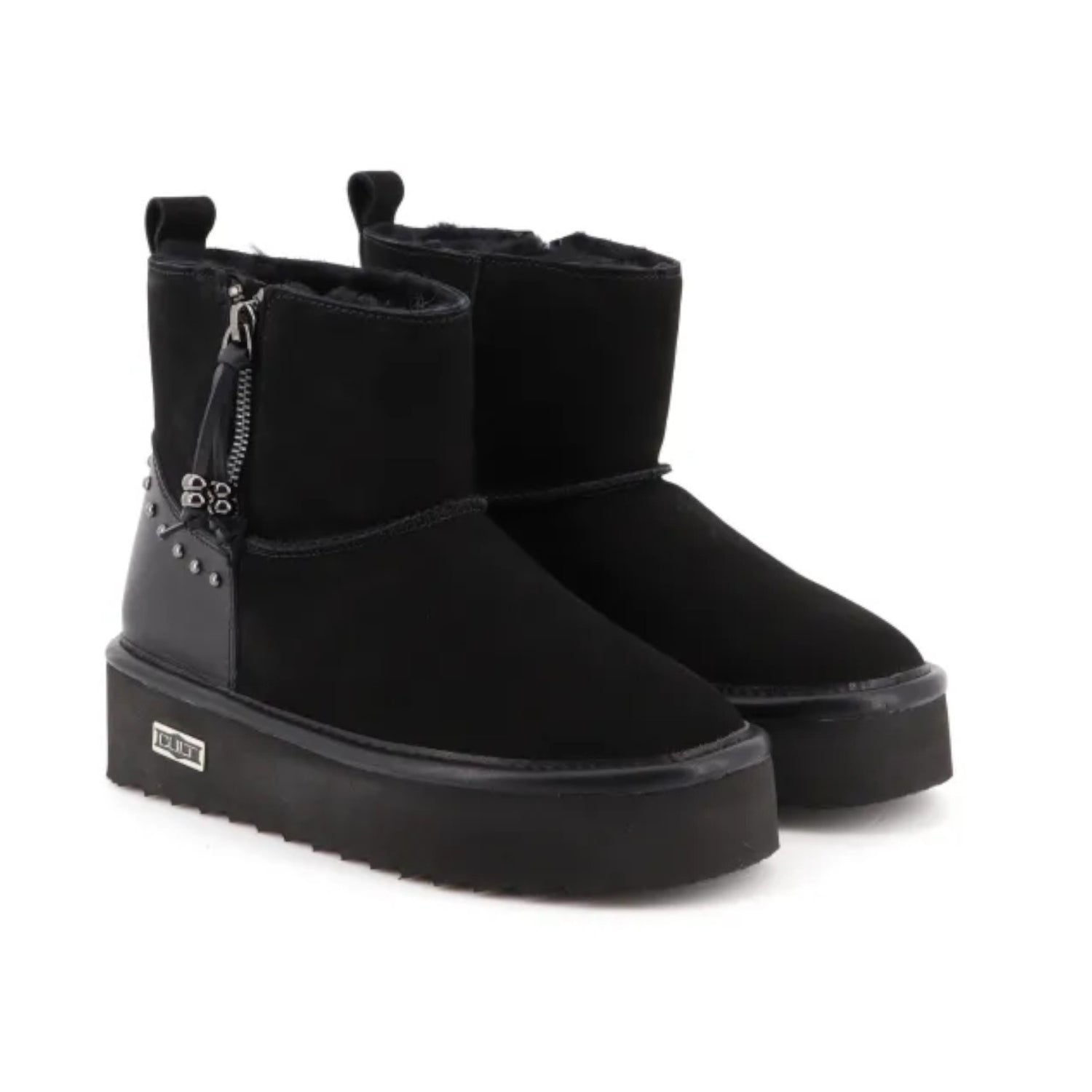 Cult Stivaletto Platform Donna in Nabuck e Pelle Nera