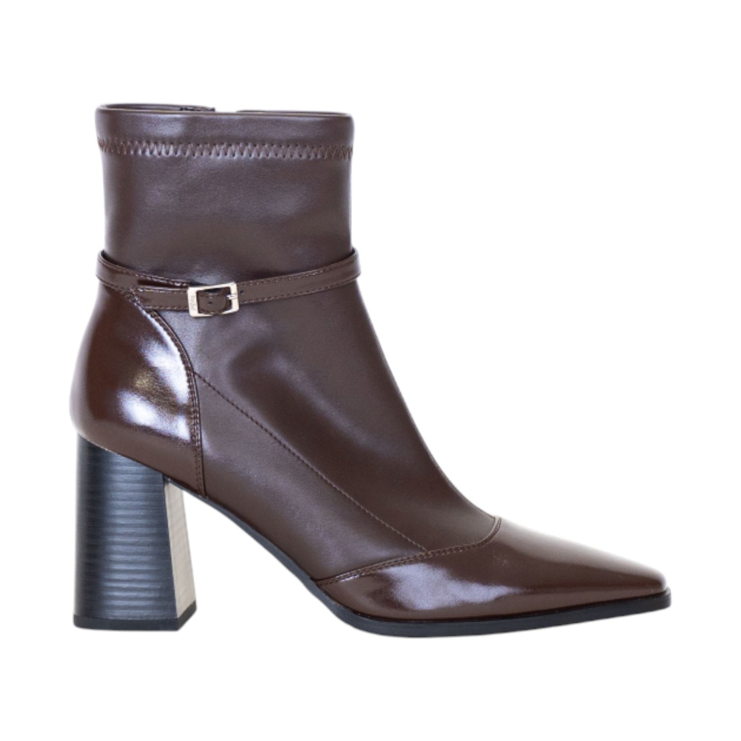 Gold&Gold Stivaletto Donna in Ecopelle Caffè a Punta con Tacco Largo Alto 80mm