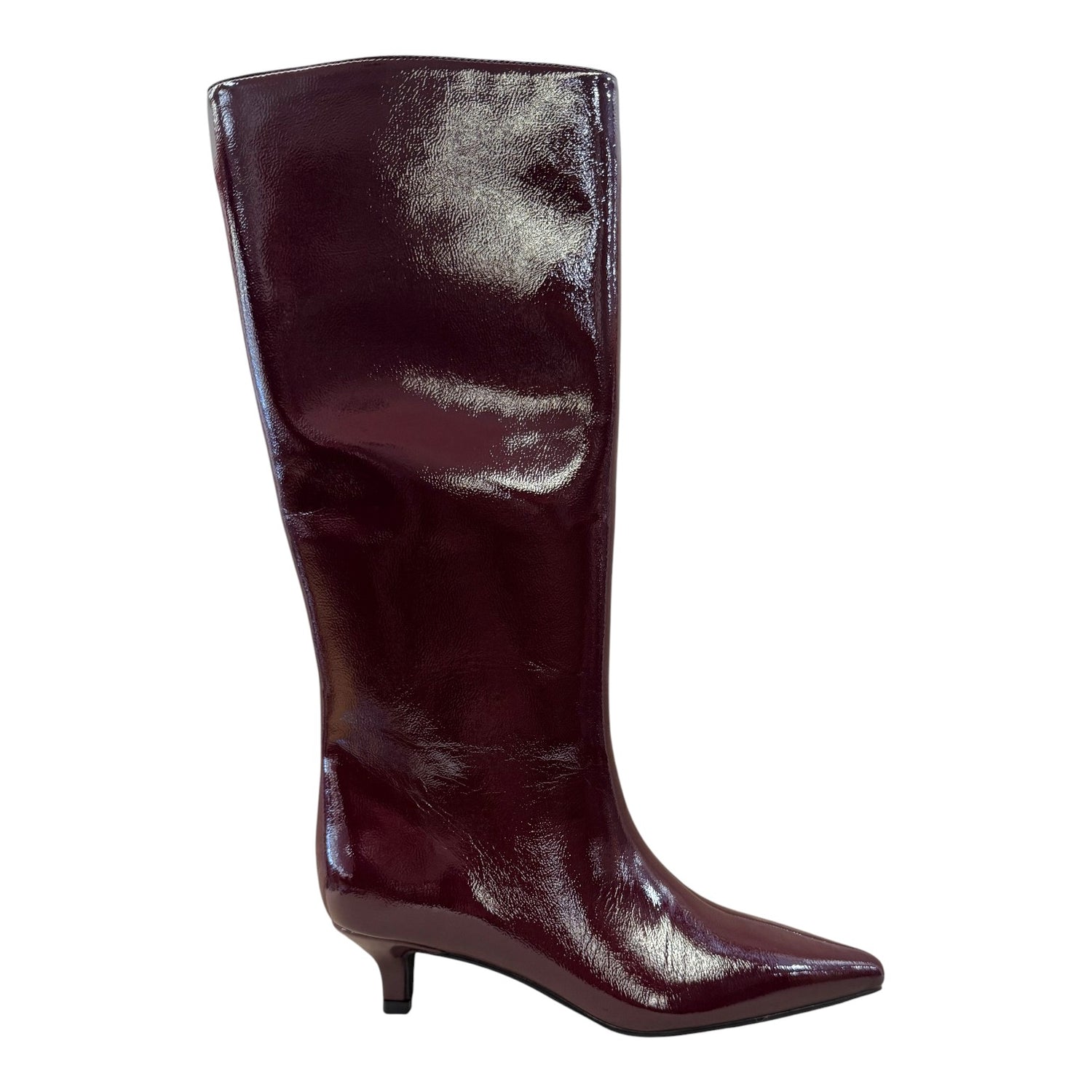 Gold&Gold Stivale Donna in Vernice Bordeaux con Tacco Sottile Alto 50mm