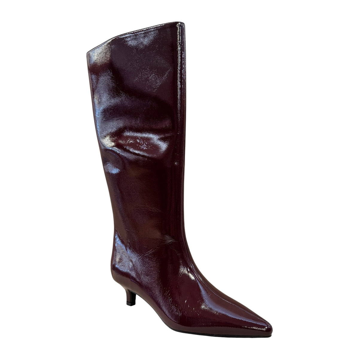 Gold&Gold Stivale Donna in Vernice Bordeaux con Tacco Sottile Alto 50mm