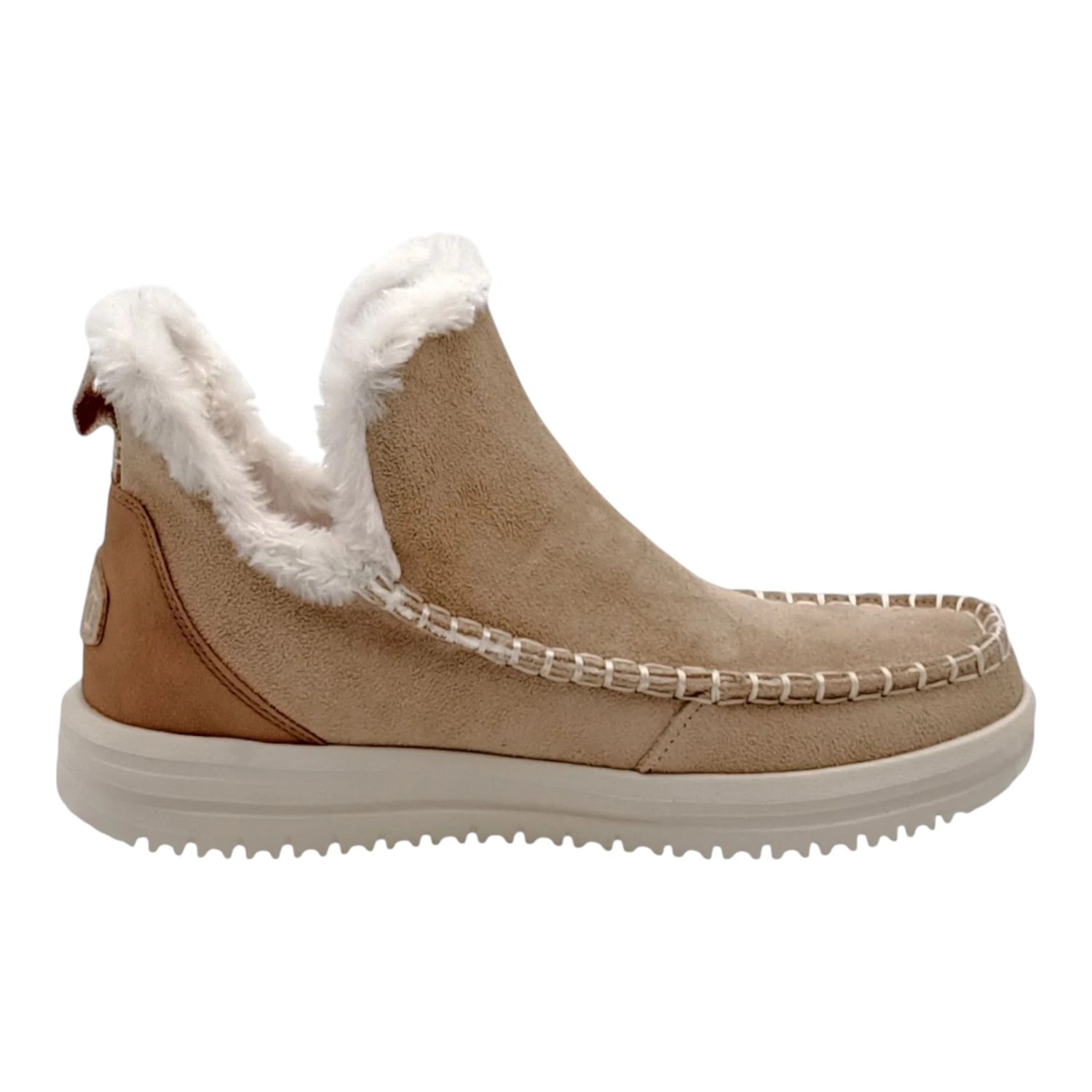 Hey Dude Camden Suede Stivaletto Donna in Camoscio Beige con Pelliccia