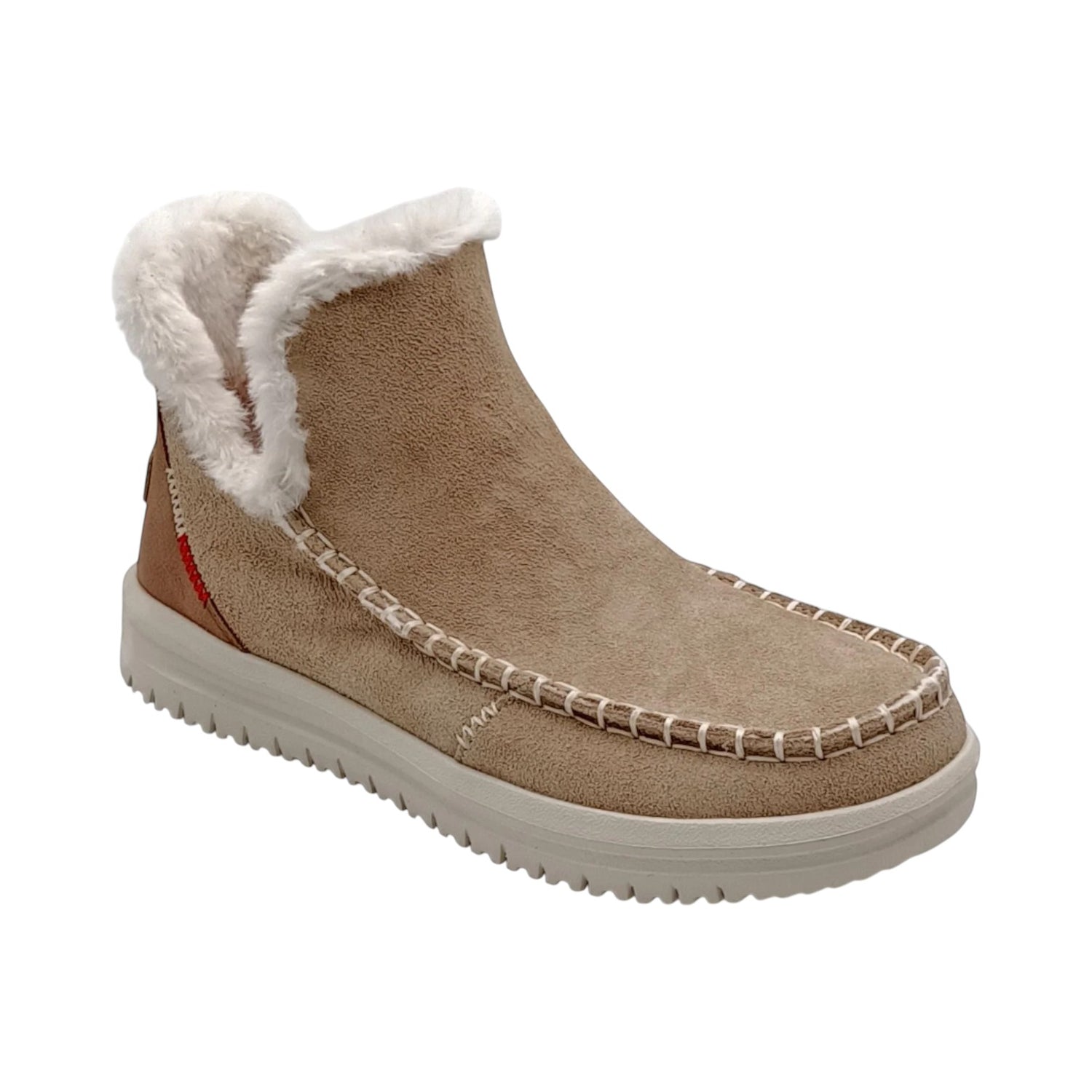 Hey Dude Camden Suede Stivaletto Donna in Camoscio Beige con Pelliccia