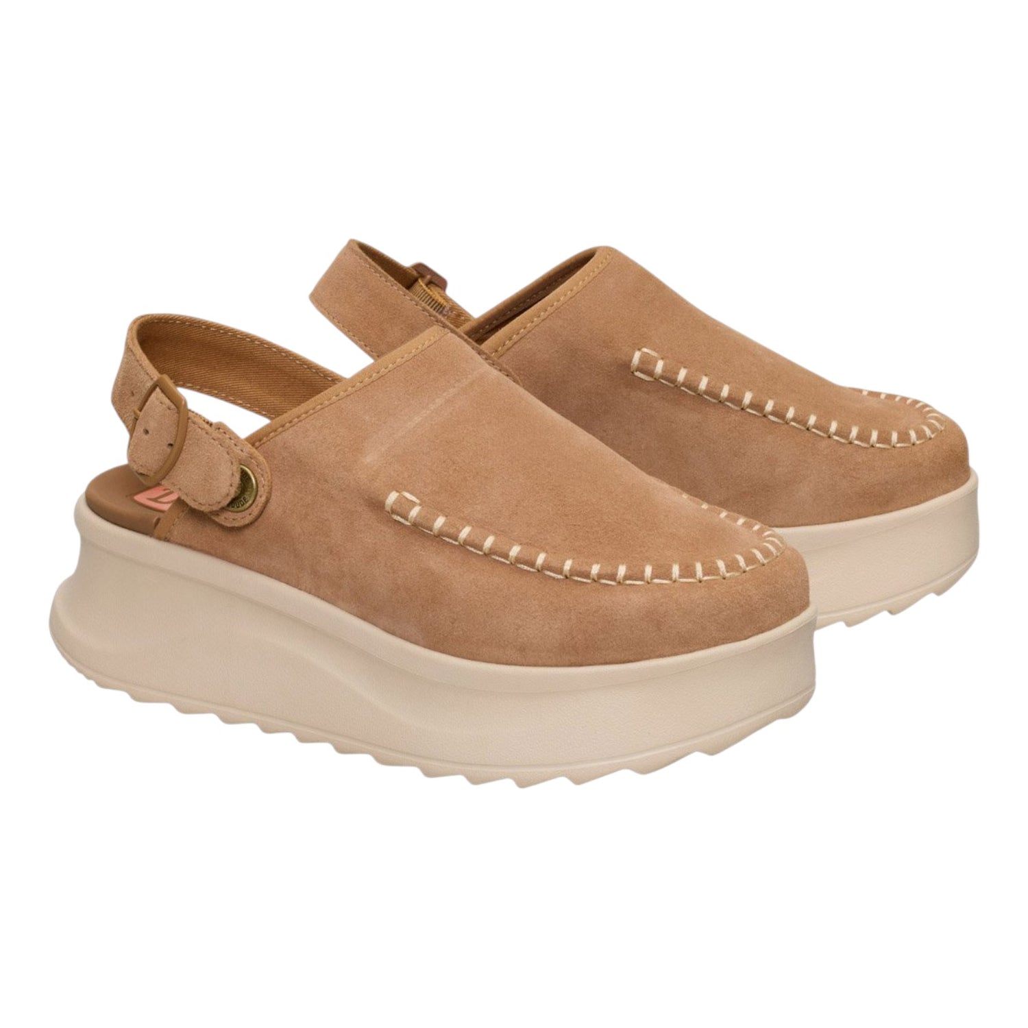 Hey Dude Delray Clog Suede Sabot Platform Donna in Camoscio Cuoio