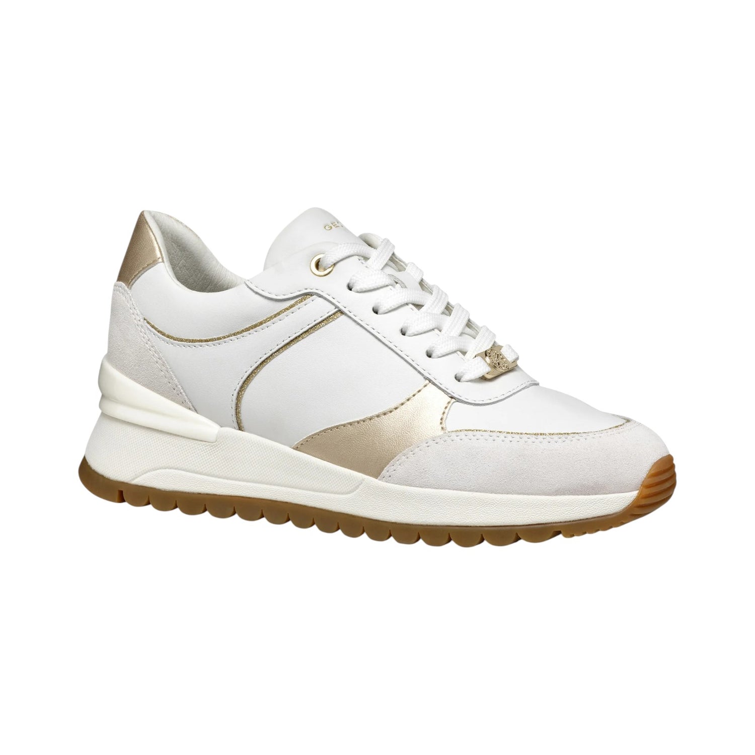 Geox Sneakers Donna in Nabuck Bianco Oro