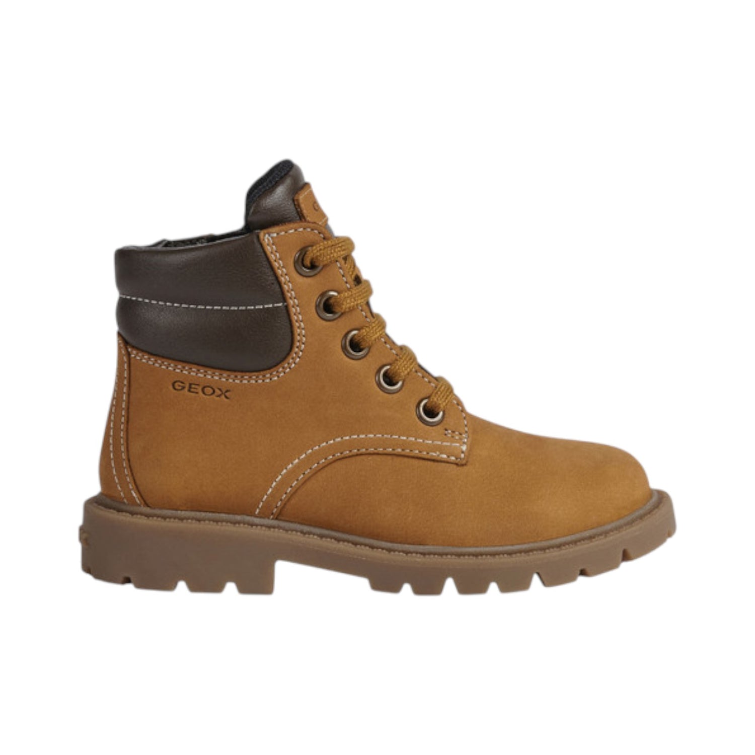 Geox Polacchino Stringato Bambino in Nabuck Ocra