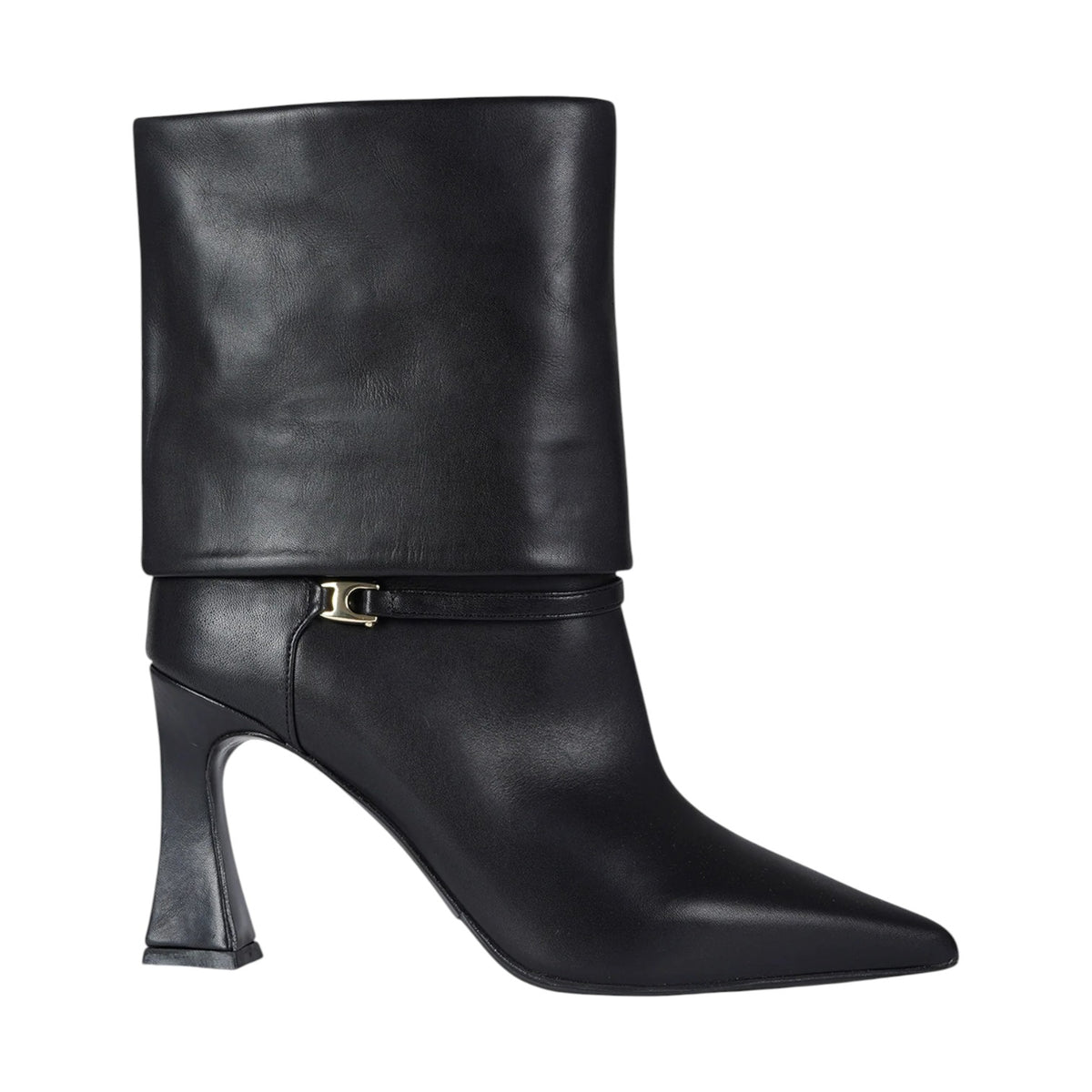 Albano Tronchetto Donna in Pelle Nera con Dettaglio Oro e Tacco Alto 95mm