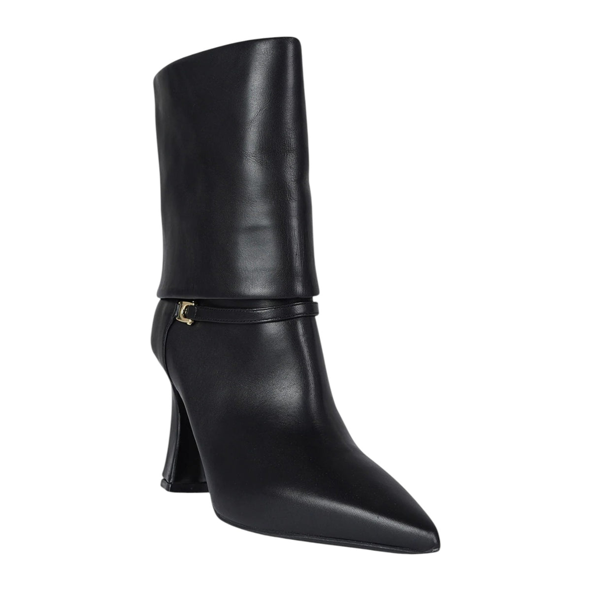 Albano Tronchetto Donna in Pelle Nera con Dettaglio Oro e Tacco Alto 95mm