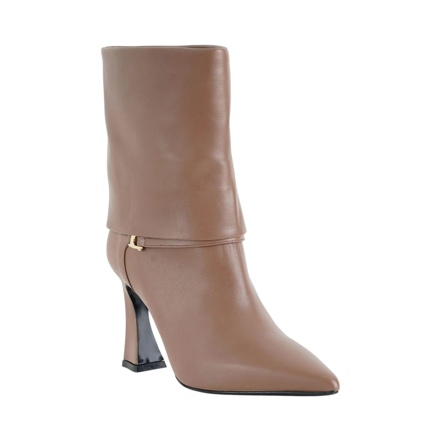 Albano Tronchetto Donna in Pelle Visone con Dettaglio Oro e Tacco Alto 95mm