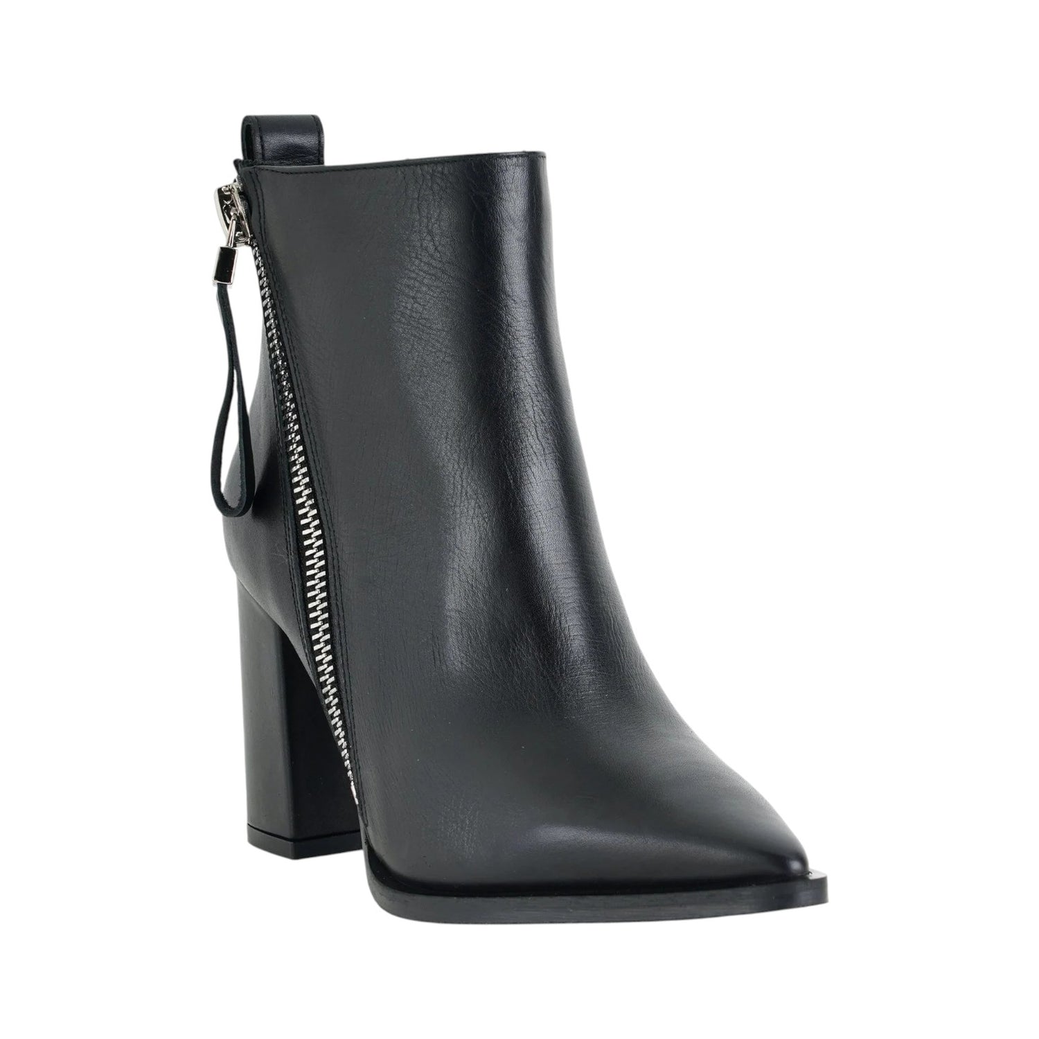 Albano Tronchetto Donna in Pelle Nera con Cerniera Laterale e Tacco Largo Alto 90mm