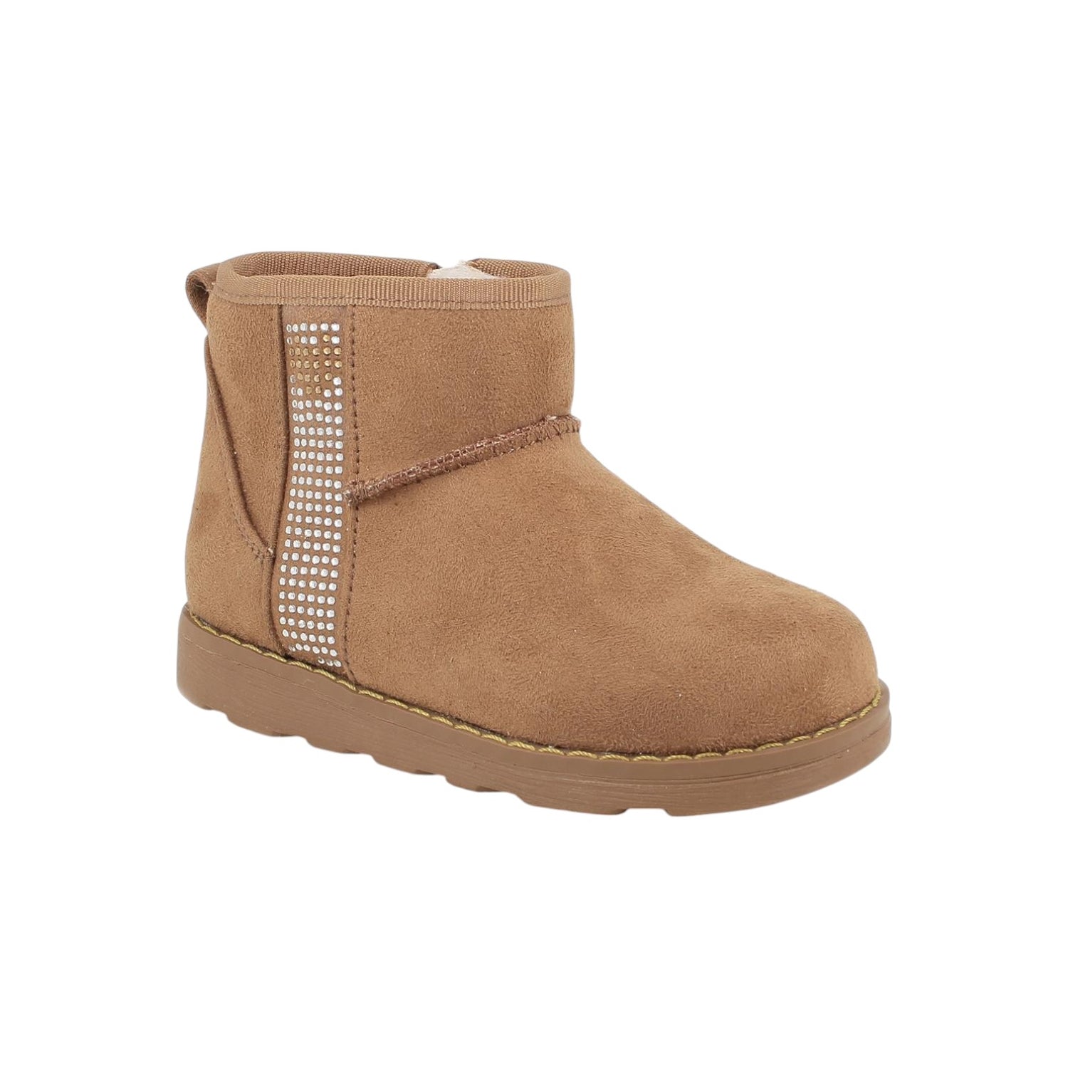 Primigi Stivaletto Bambina in Camoscio Cuoio con Strass e Pelliccia