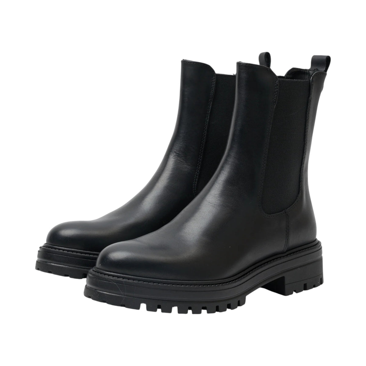 Francesco Brunelli Beatles Donna in Pelle Nera con Elastico Laterale