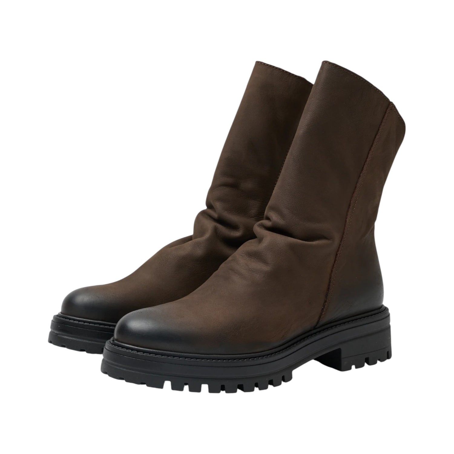 Francesco Brunelli Stivaletto Donna in Pelle Testa di Moro con Sfumatura Nera