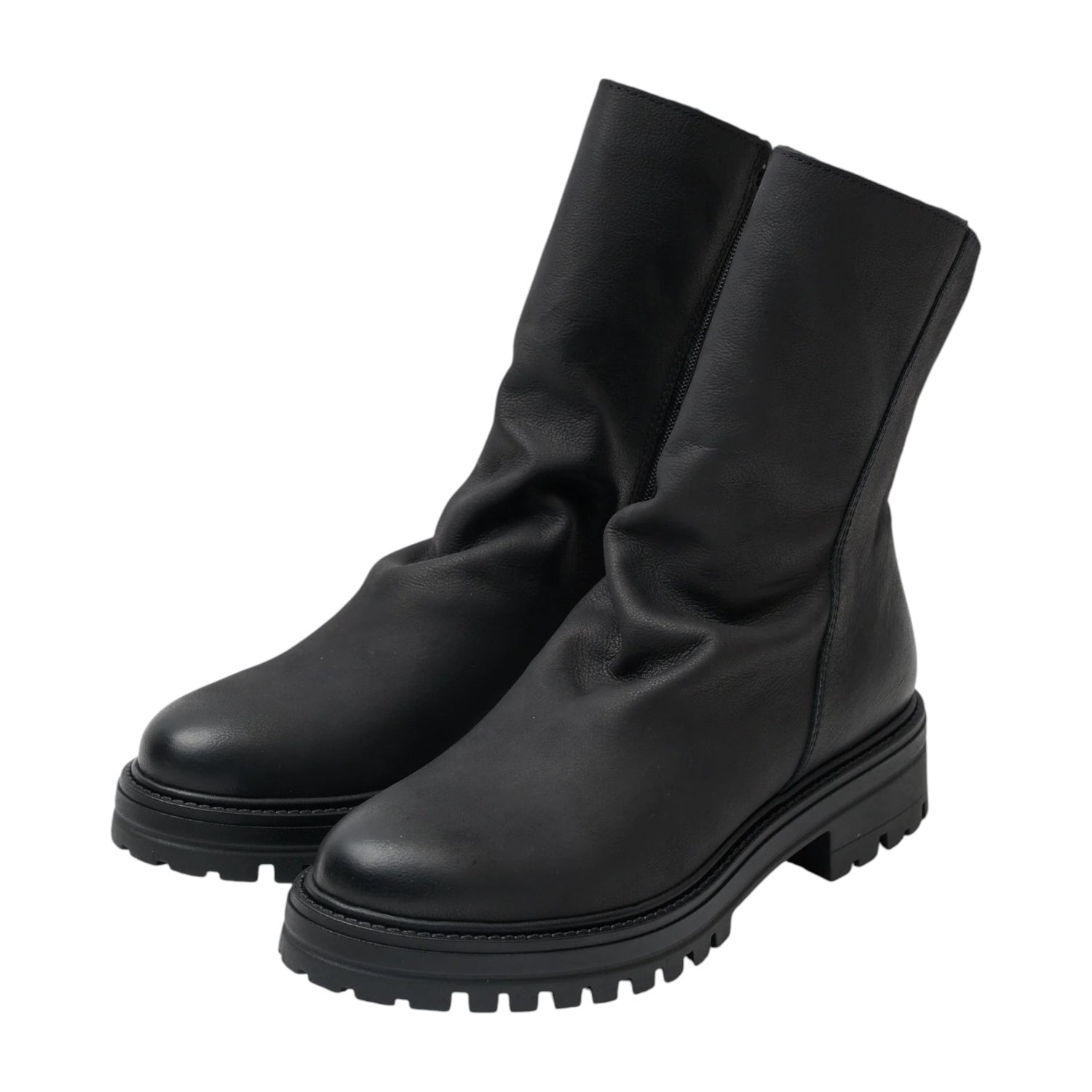 Francesco Brunelli Stivaletto Donna in Pelle Nera con Cerniera Laterale