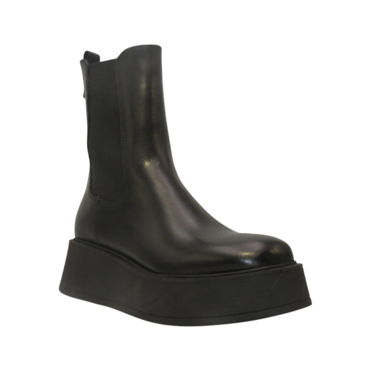 Francesco Brunelli Stivaletto Donna in Pelle Nera con Platform Alto 60mm