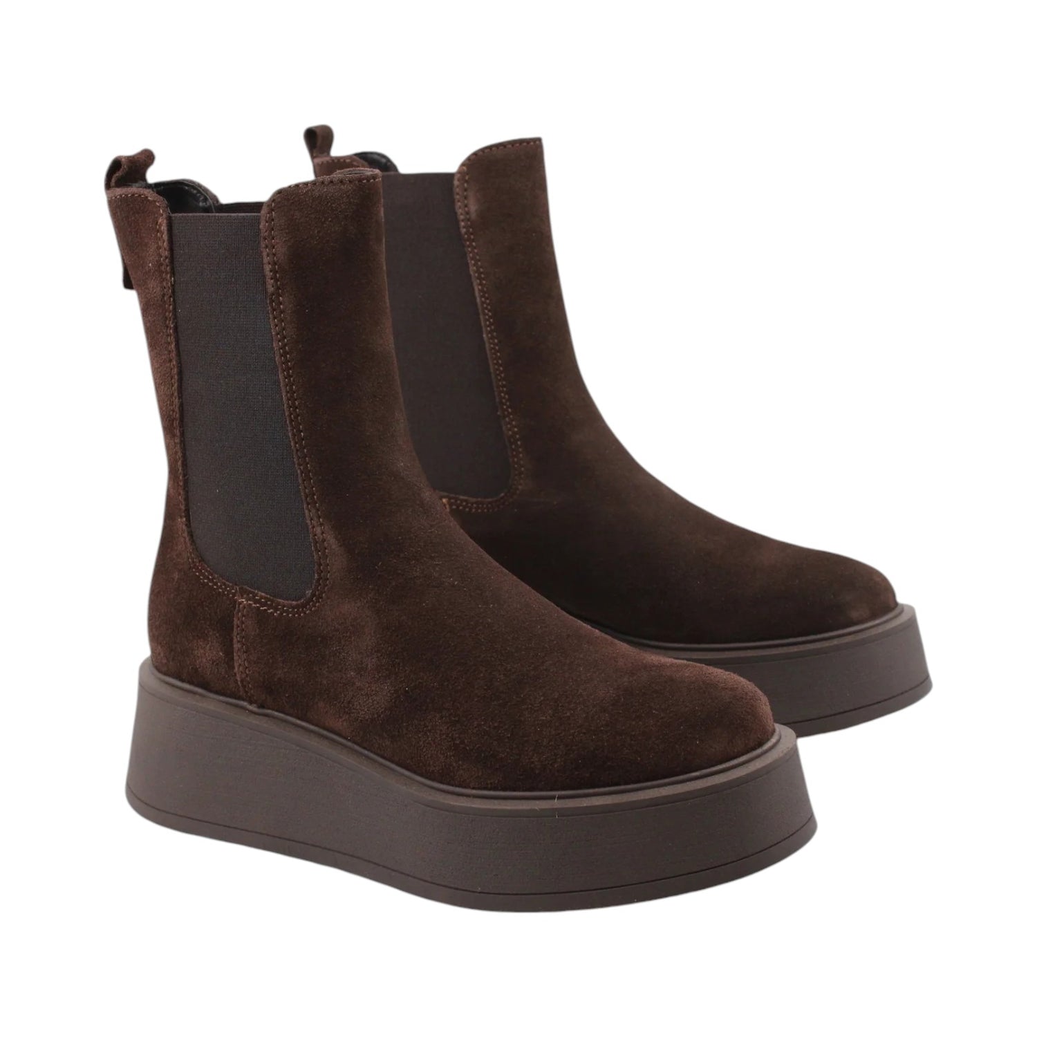 Francesco Brunelli Stivaletto Donna in Camoscio Testa di Moro con Platform Alto 60mm