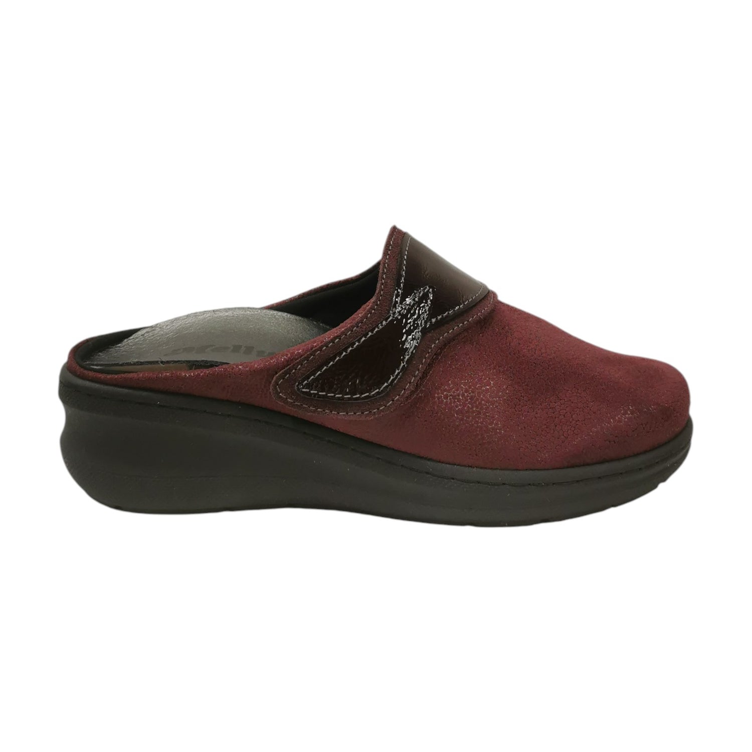 Melluso Pantofola Donna in Tessuto Bordeaux con Zeppa Alta 40mm