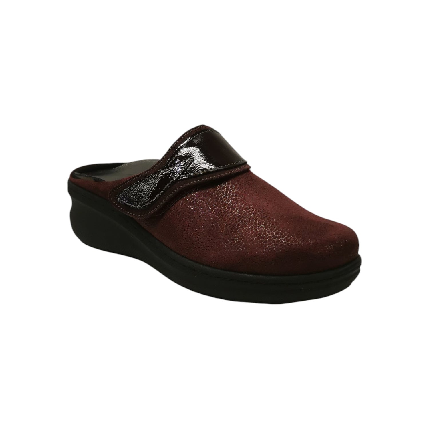 Melluso Pantofola Donna in Tessuto Bordeaux con Zeppa Alta 40mm