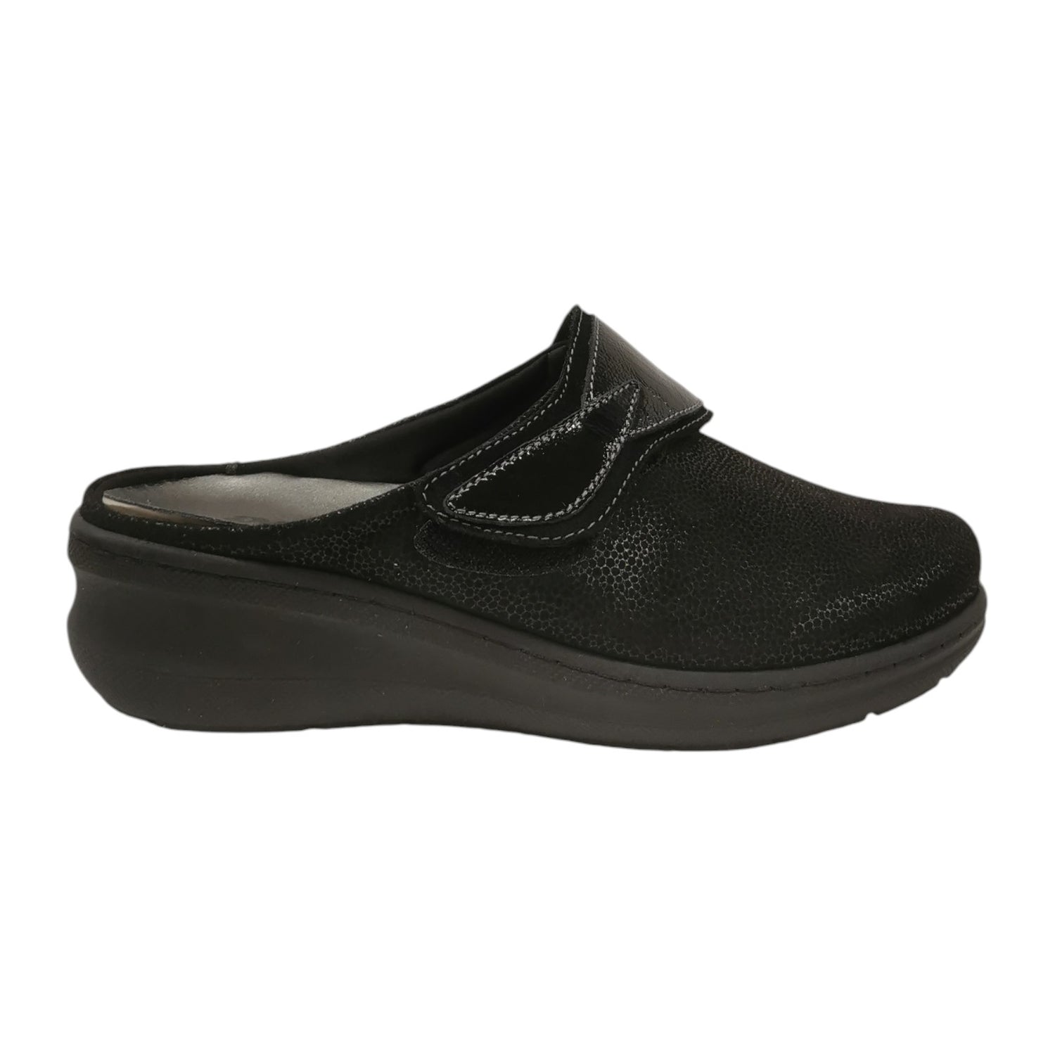 Melluso Pantofola Donna in Tessuto Nero con Zeppa Alta 40mm