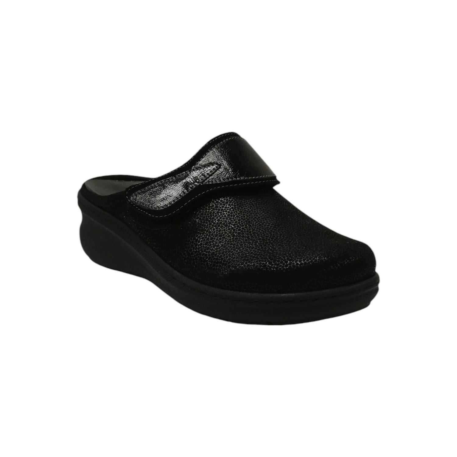 Melluso Pantofola Donna in Tessuto Nero con Zeppa Alta 40mm