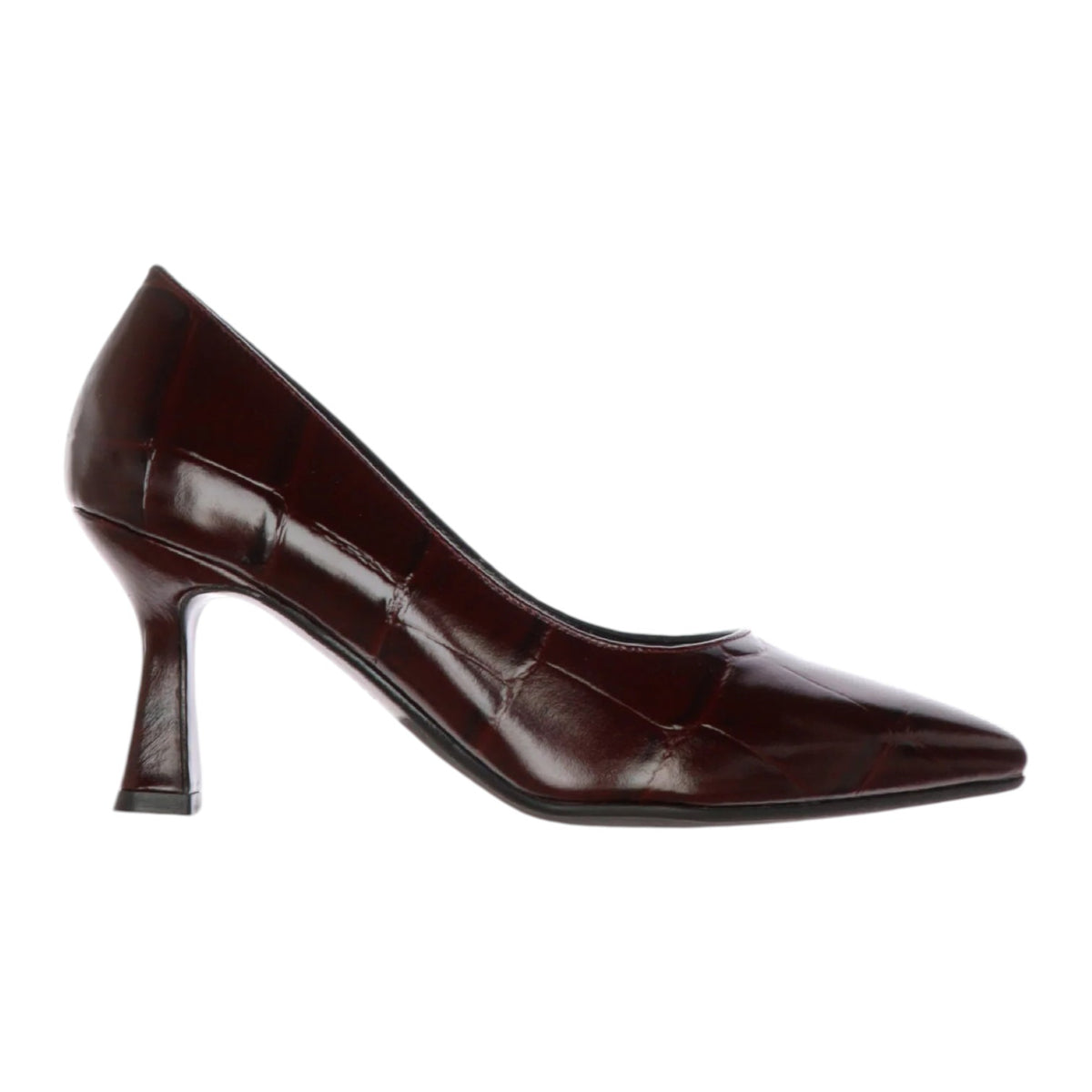 Melluso Dècollettè Donna in Pelle Bordeaux con Stampa Cocco e Tacco a Rocchetto Alto 70mm