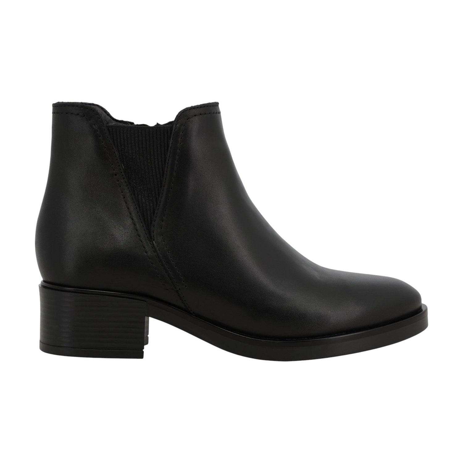 Melluso Stivaletto Donna in Pelle Nero con Tacco Largo 40mm con Elastico a V