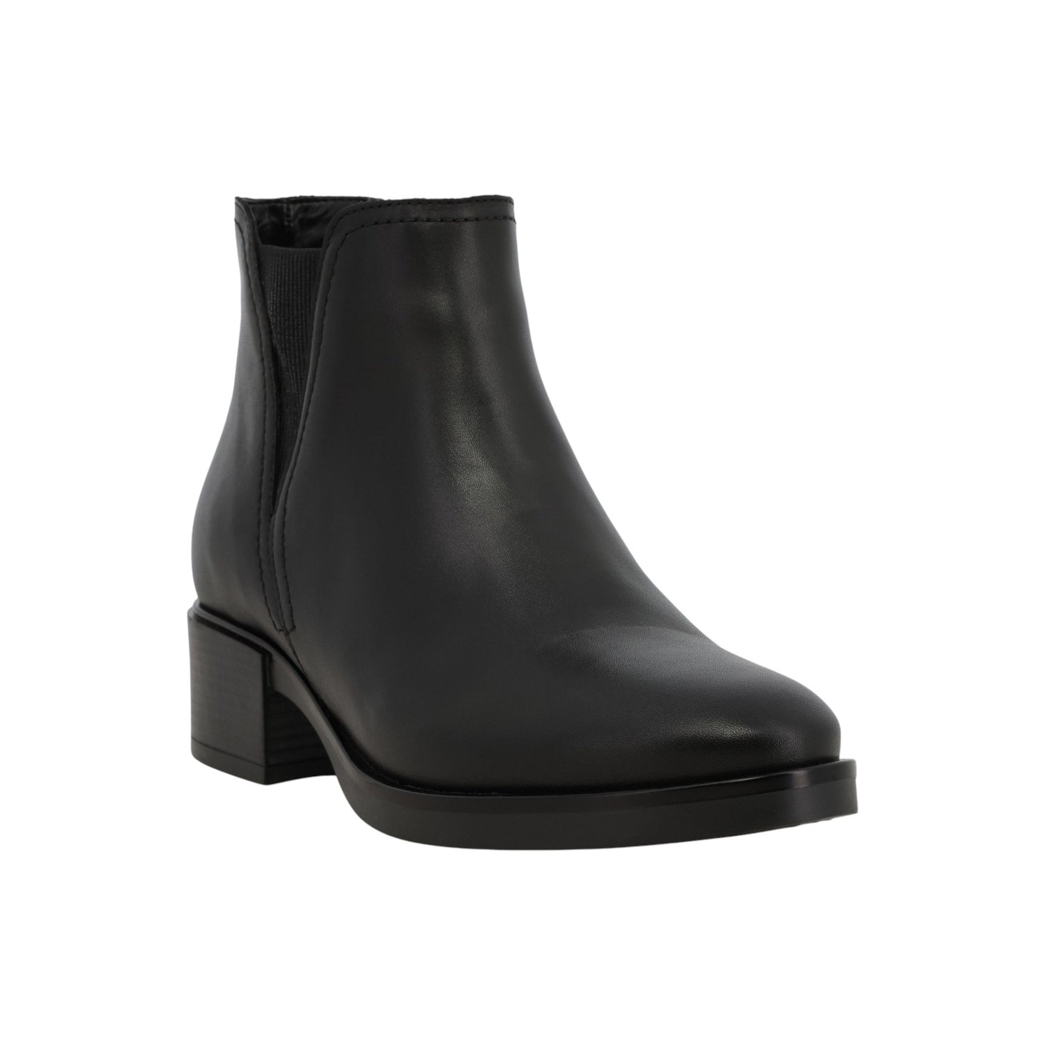Melluso Stivaletto Donna in Pelle Nero con Tacco Largo 40mm con Elastico a V