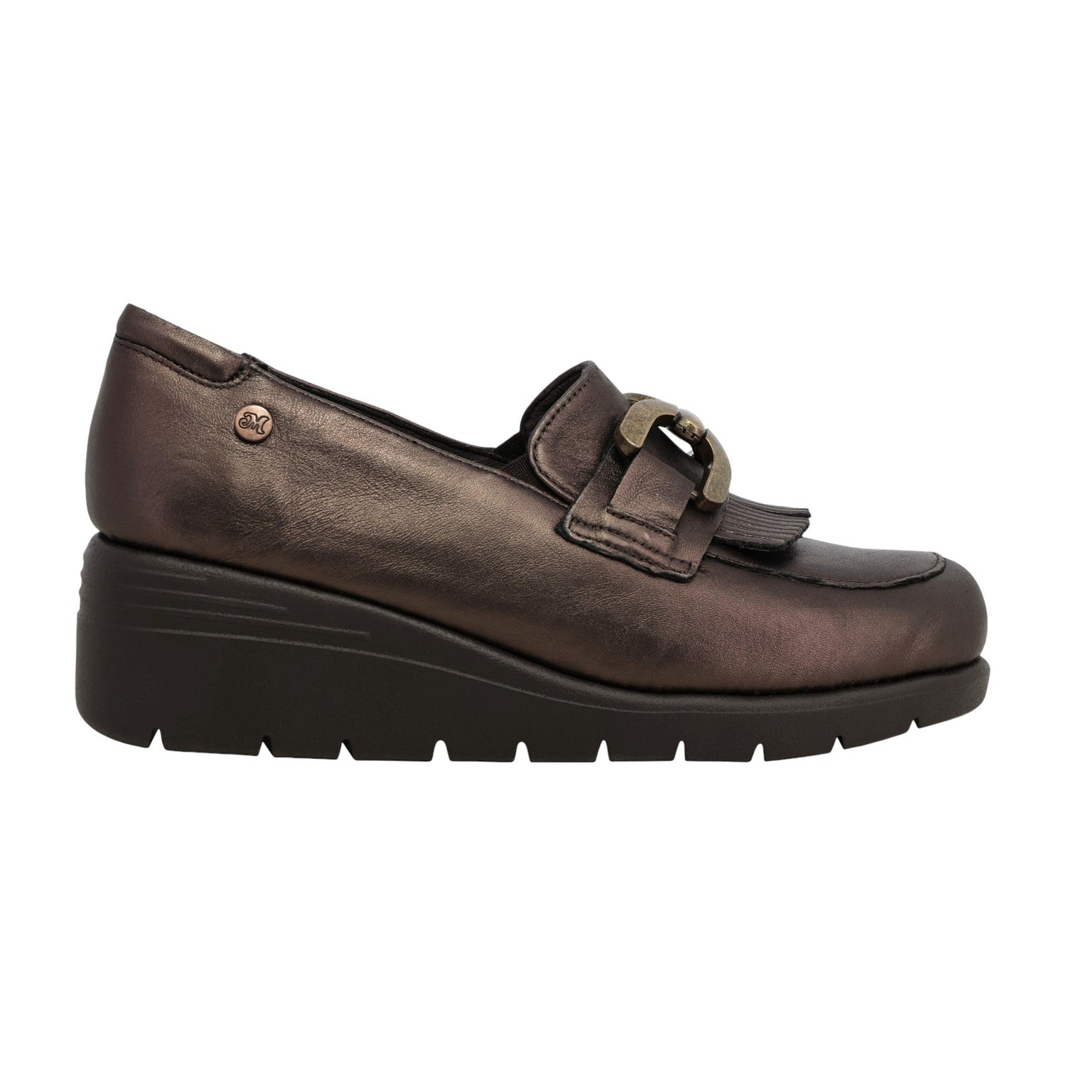 Melluso Mocassino Donna in Pelle Bronzo con Catena e Frange