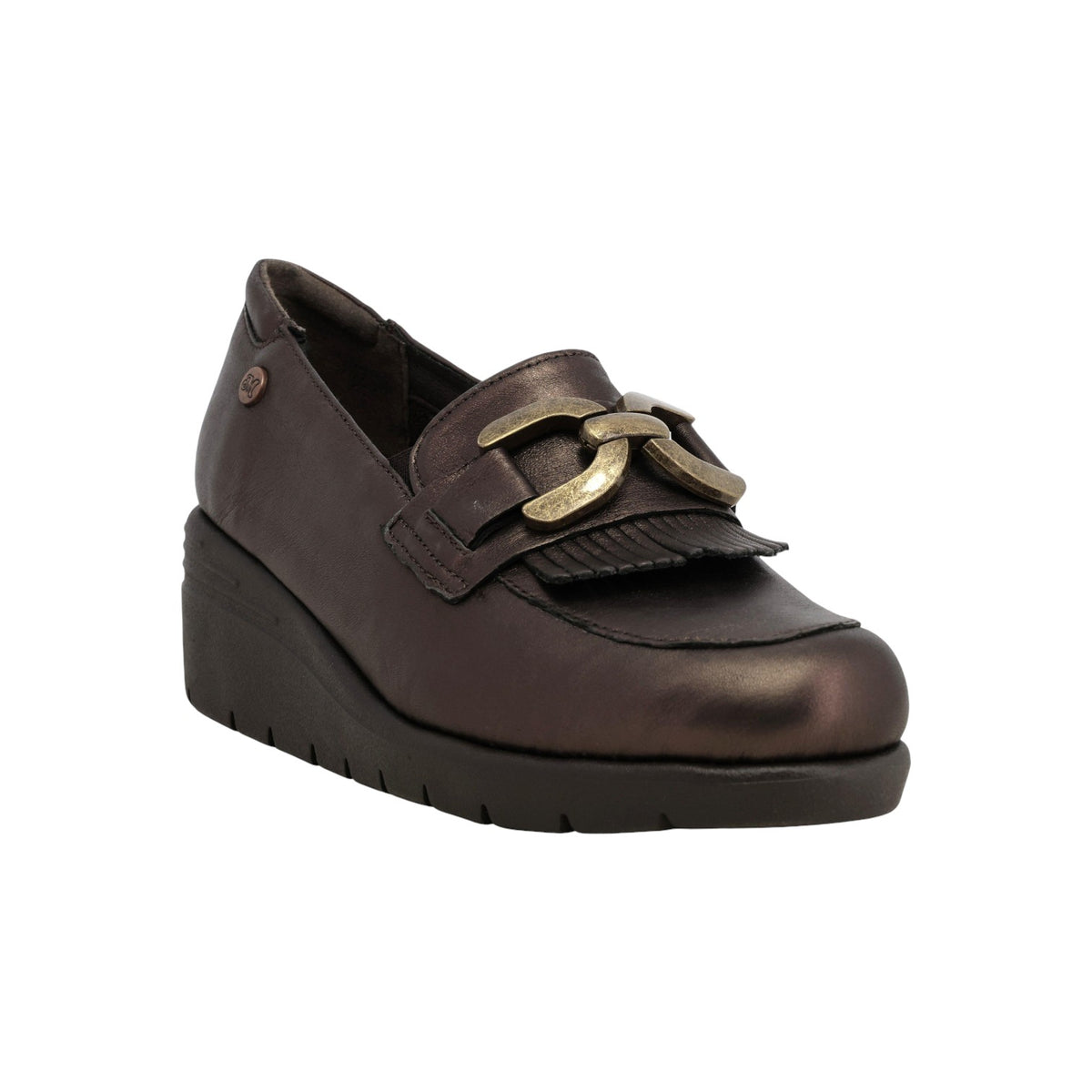 Melluso Mocassino Donna in Pelle Bronzo con Catena e Frange