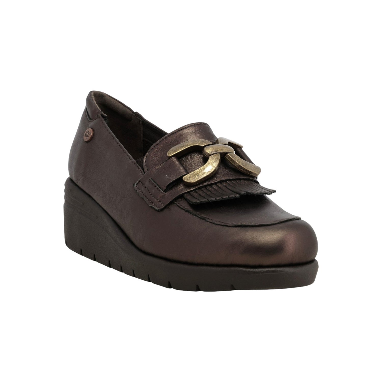 Melluso Mocassino Donna in Pelle Bronzo con Catena e Frange