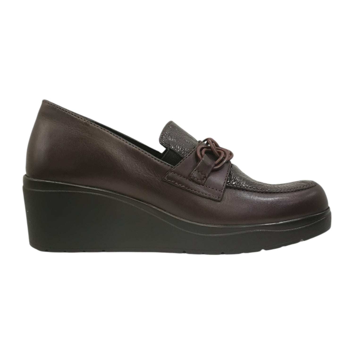 Melluso Mocassino Donna in Pelle Bordeaux con Accessorio e Zeppa